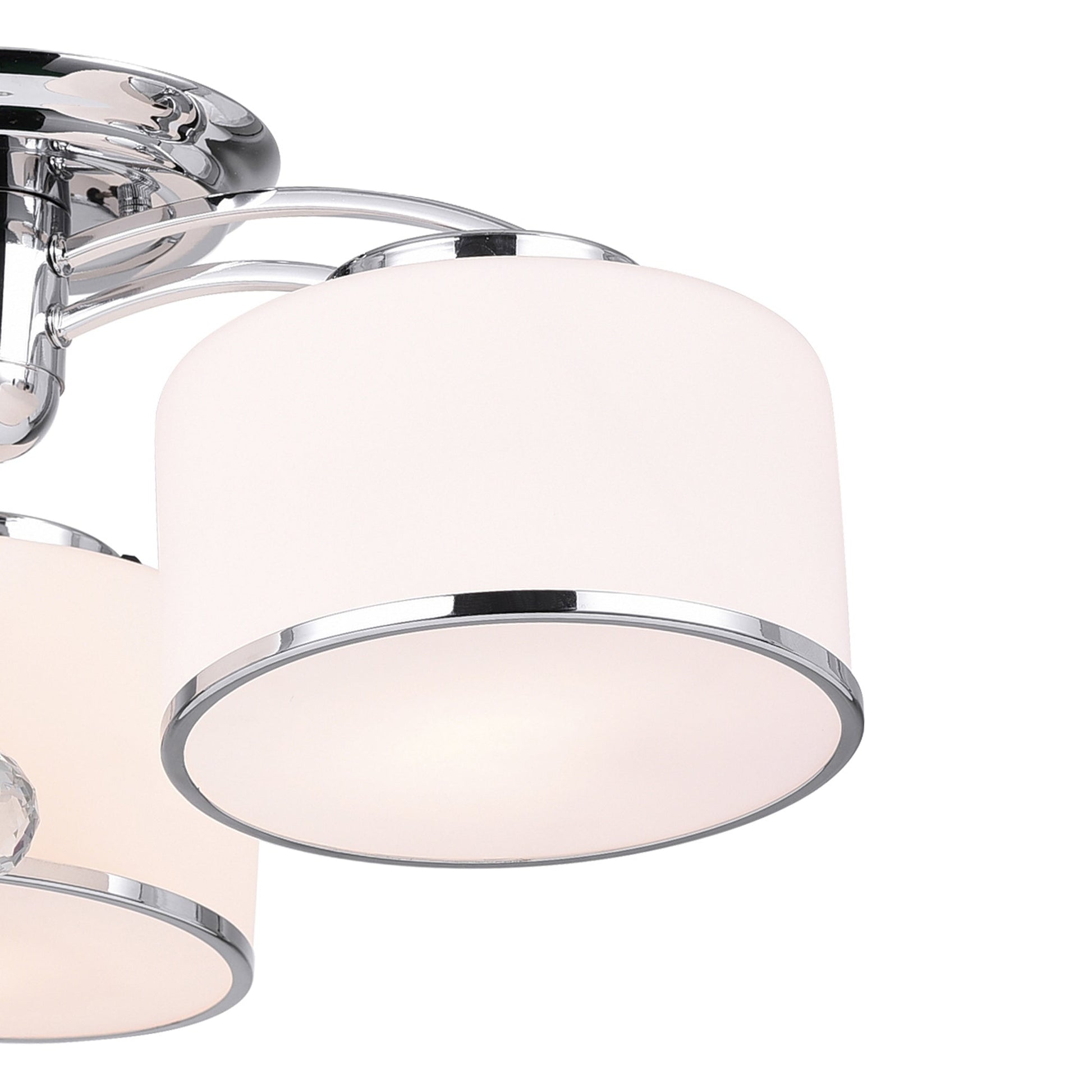 Frosted 5 Light 30in Chrome Drum Shade Flush Mount - CWI Lighting