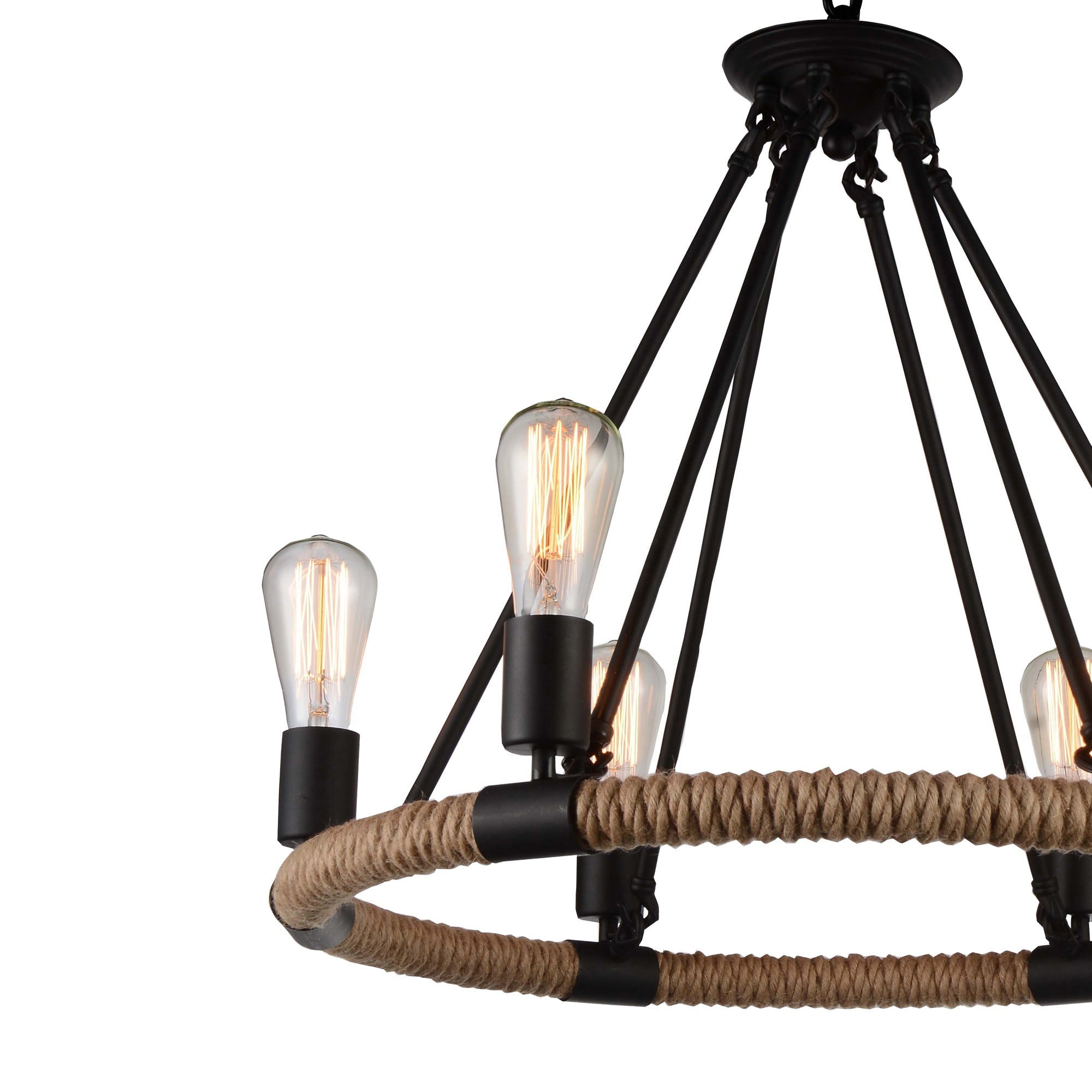 Ganges 6 Light Up Chandelier With Black Finish - CWI Lighting