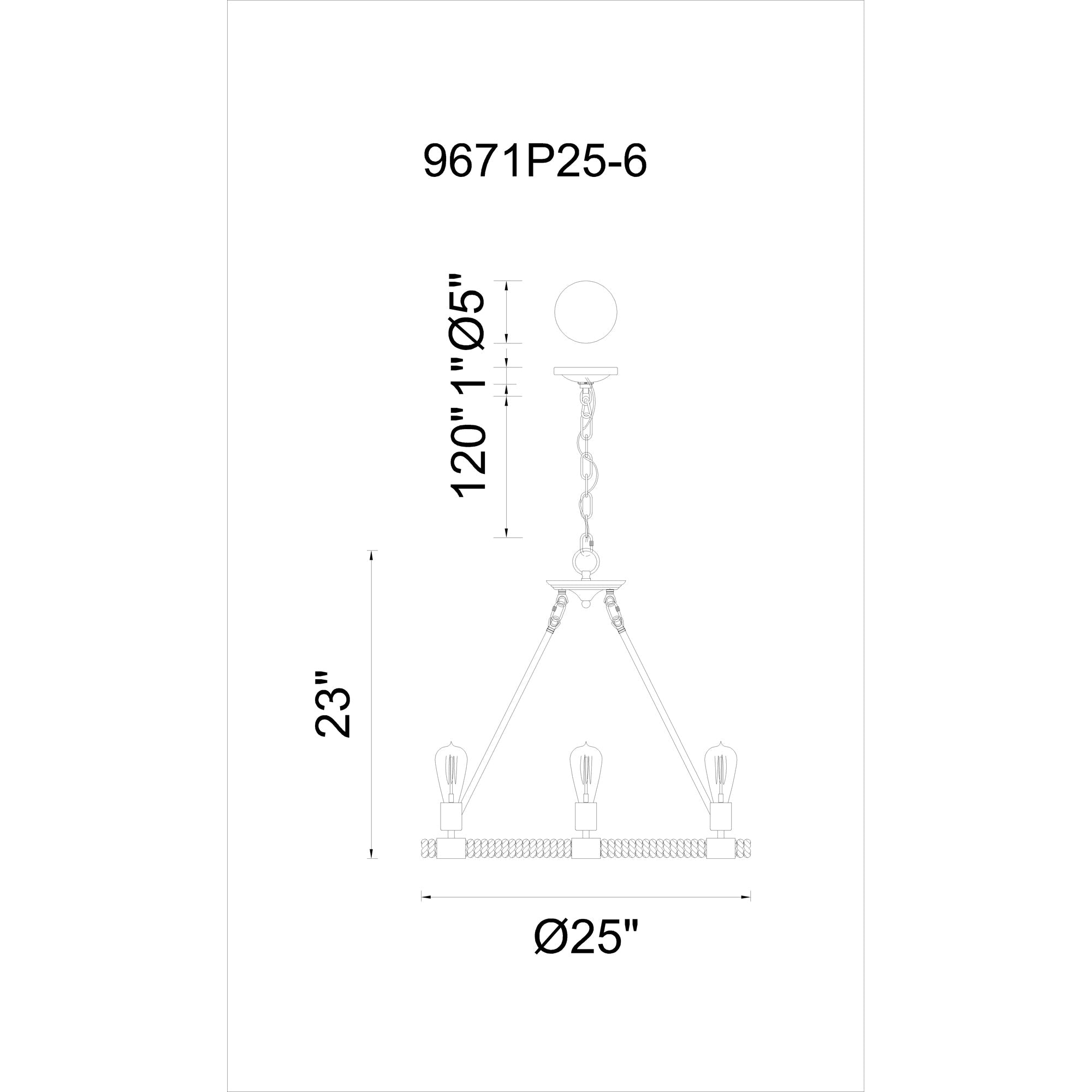 Ganges 6 Light Up Chandelier With Black Finish - CWI Lighting