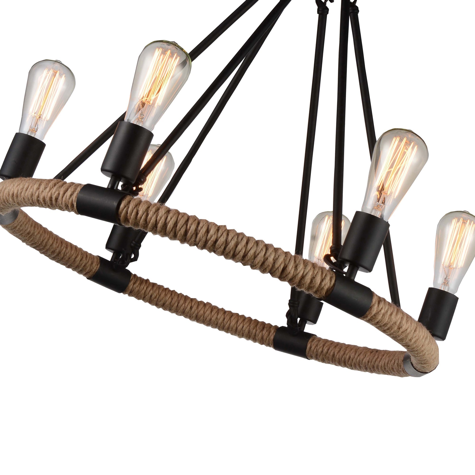 Ganges 6 Light Up Chandelier With Black Finish - CWI Lighting