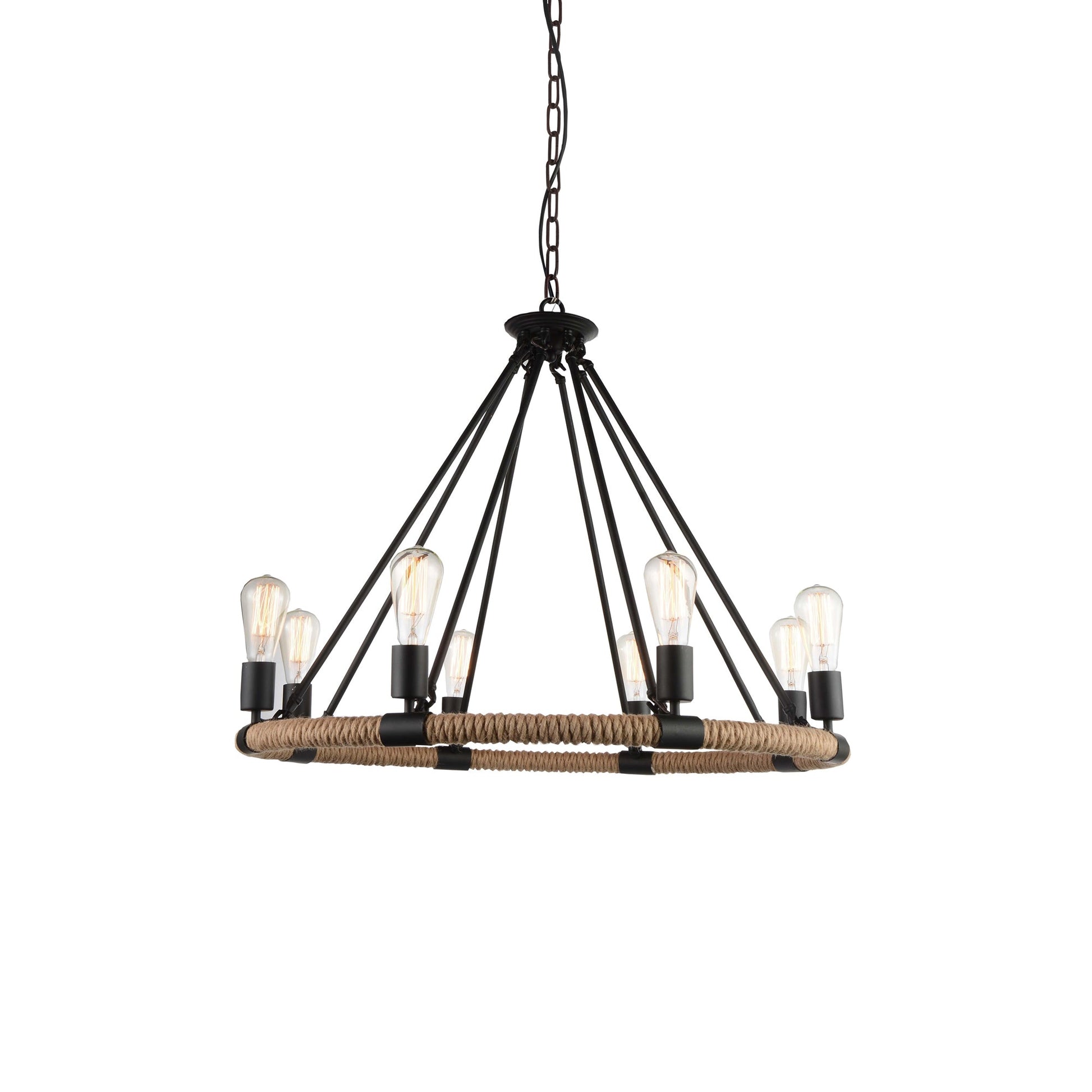 Ganges 8 Light Up Chandelier With Black Finish - CWI Lighting
