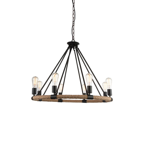 Ganges 8 Light Up Chandelier With Black Finish - CWI Lighting