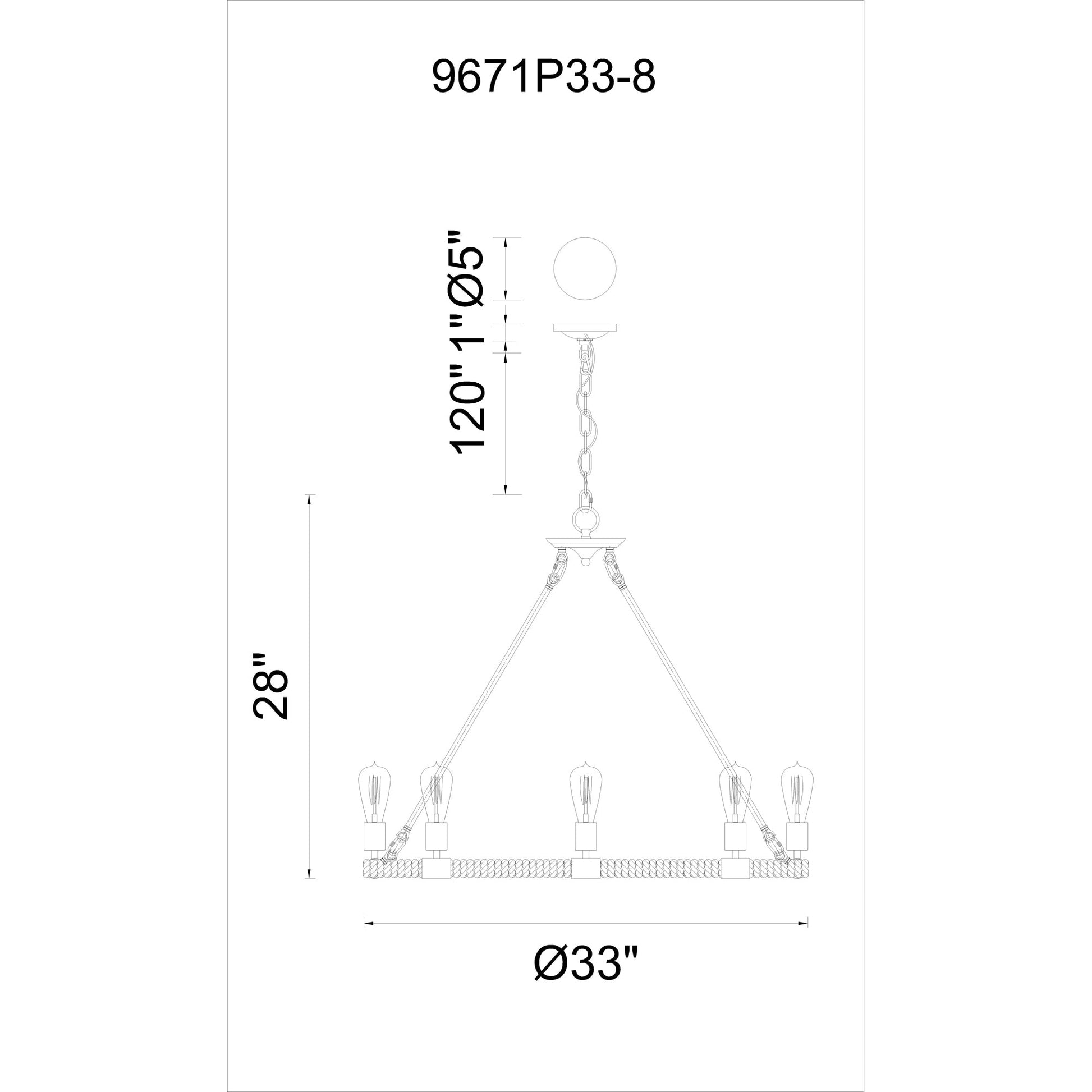 Ganges 8 Light Up Chandelier With Black Finish - CWI Lighting
