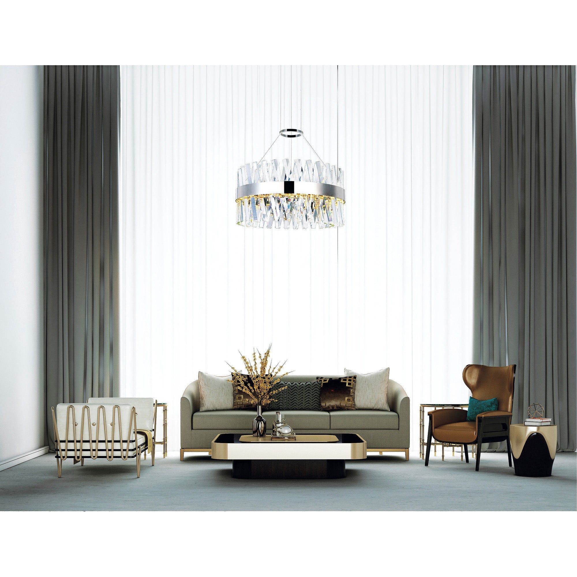 Glace Integrated LED 24in Chrome Chandelier - CWI Lighting