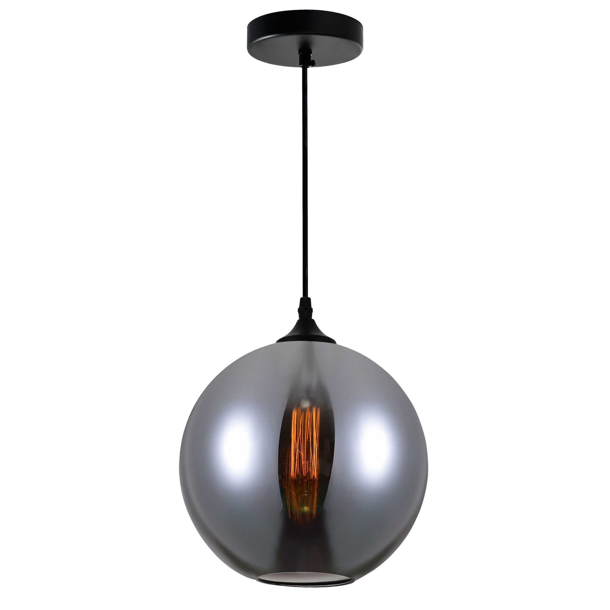 Glass 1 Light 10in Smoke Down Mini Pendant - CWI Lighting