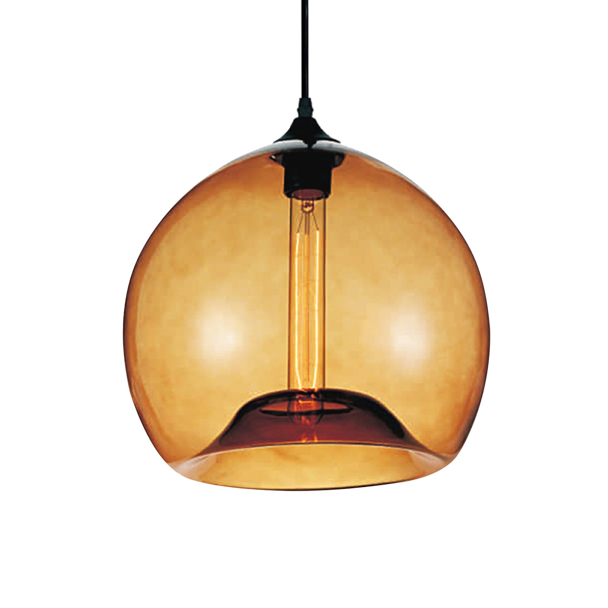 Glass 1 Light 12in Amber Down Mini Pendant - CWI Lighting