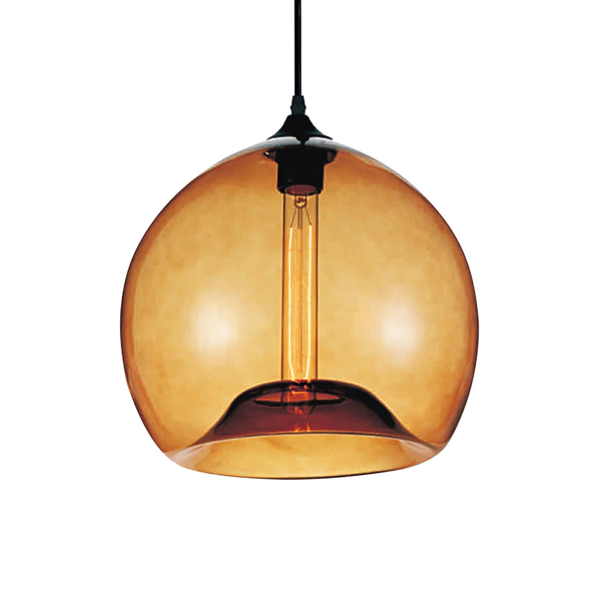 Glass 1 Light 12in Amber Down Mini Pendant - CWI Lighting