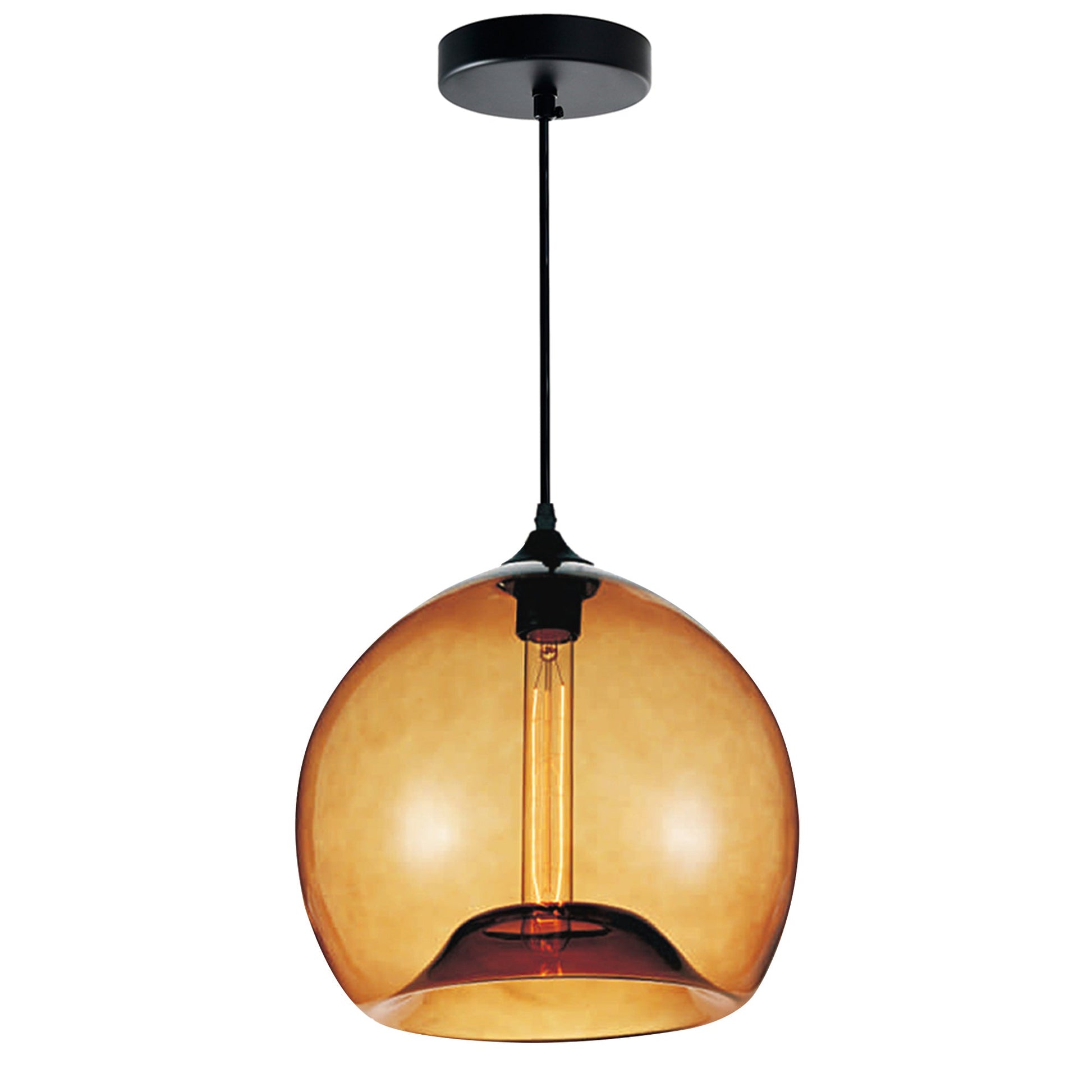 Glass 1 Light 12in Amber Down Mini Pendant - CWI Lighting