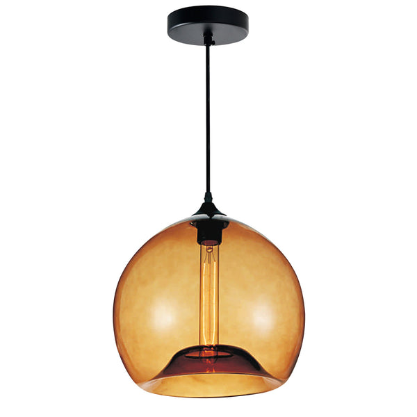 Glass 1 Light 12in Amber Down Mini Pendant - CWI Lighting