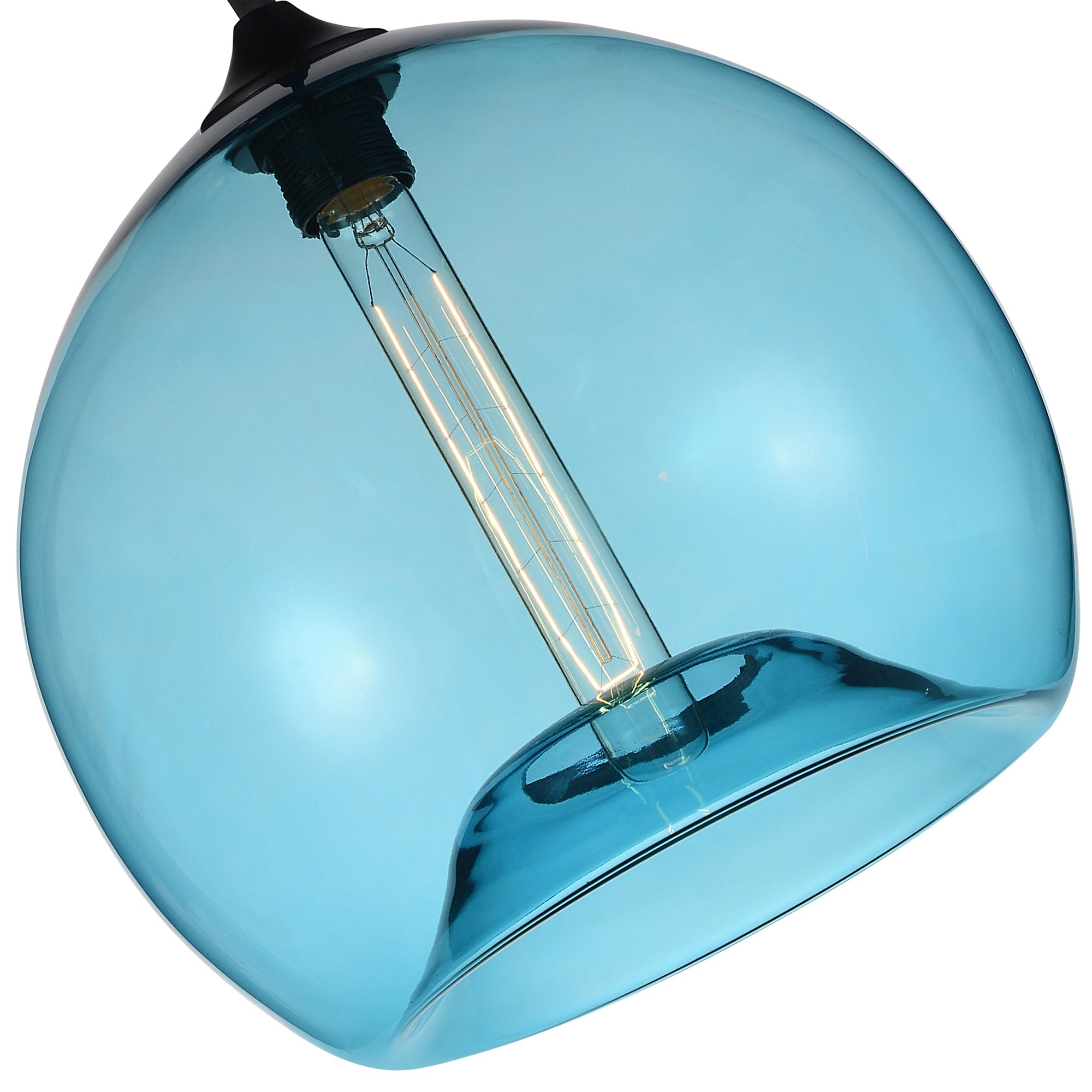 Glass 1 Light 12in Blue Down Mini Pendant - CWI Lighting
