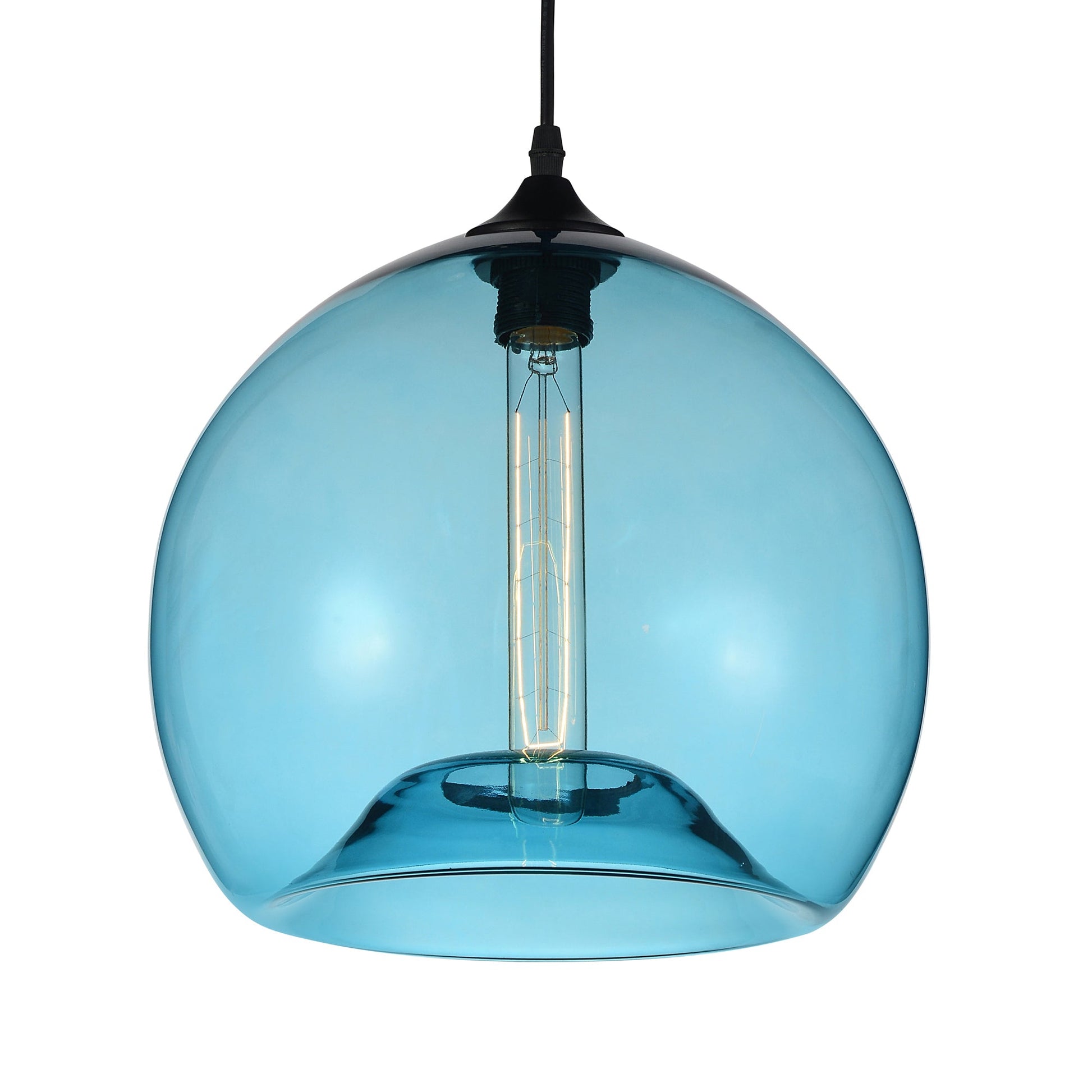 Glass 1 Light 12in Blue Down Mini Pendant - CWI Lighting