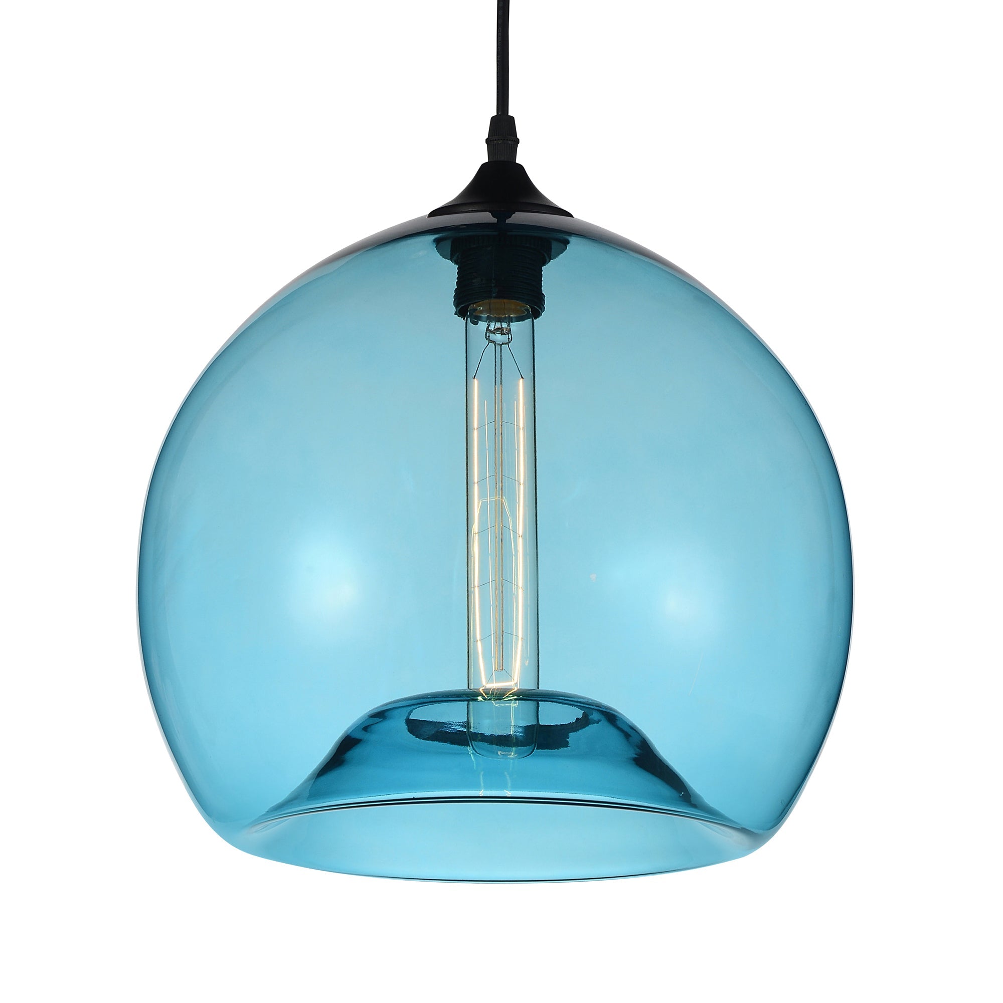 Glass 1 Light 12in Blue Down Mini Pendant - CWI Lighting