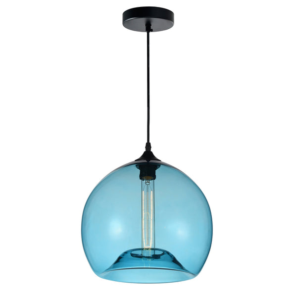 Glass 1 Light 12in Blue Down Mini Pendant - CWI Lighting
