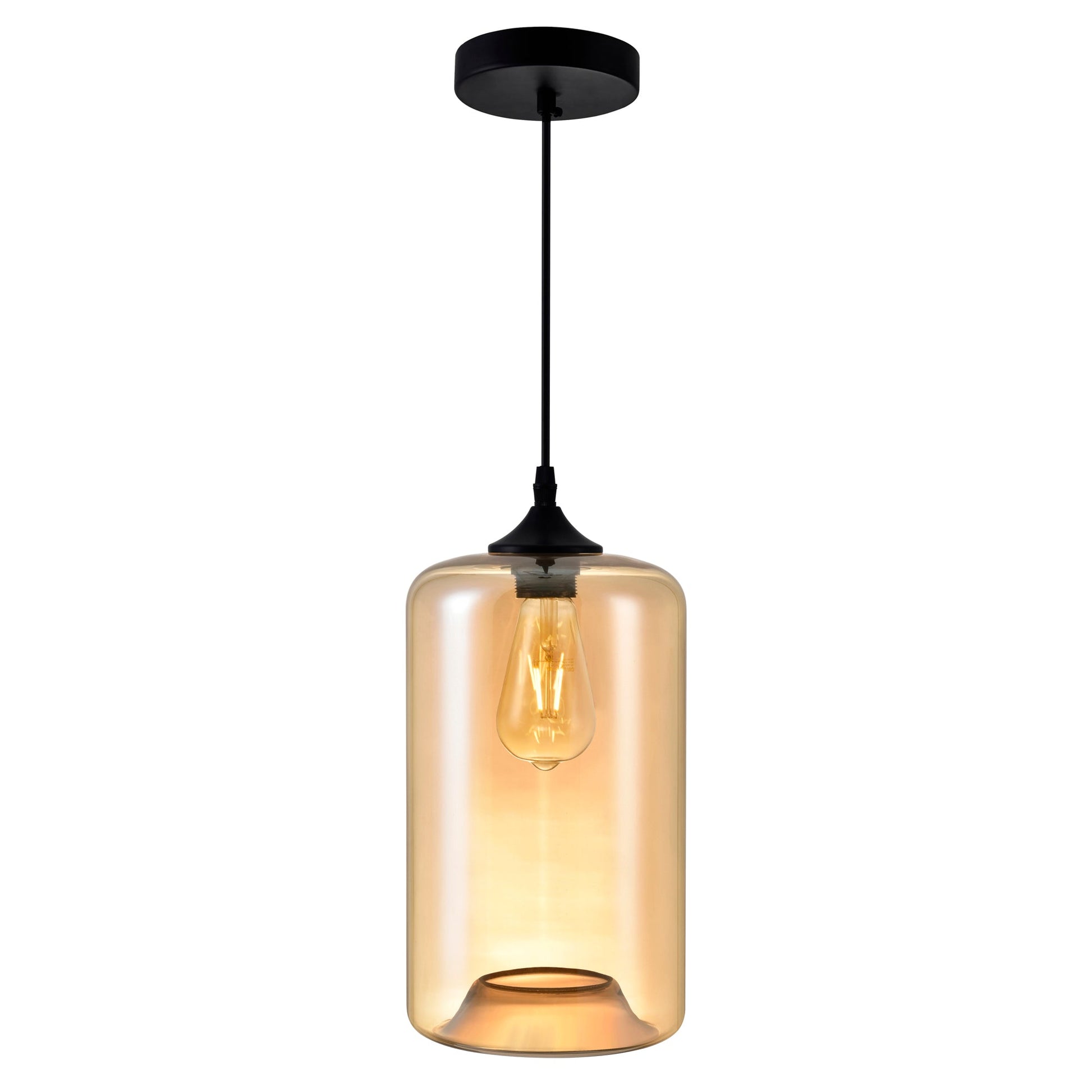 Glass 1 Light 7in Cognac Down Mini Pendant - CWI Lighting
