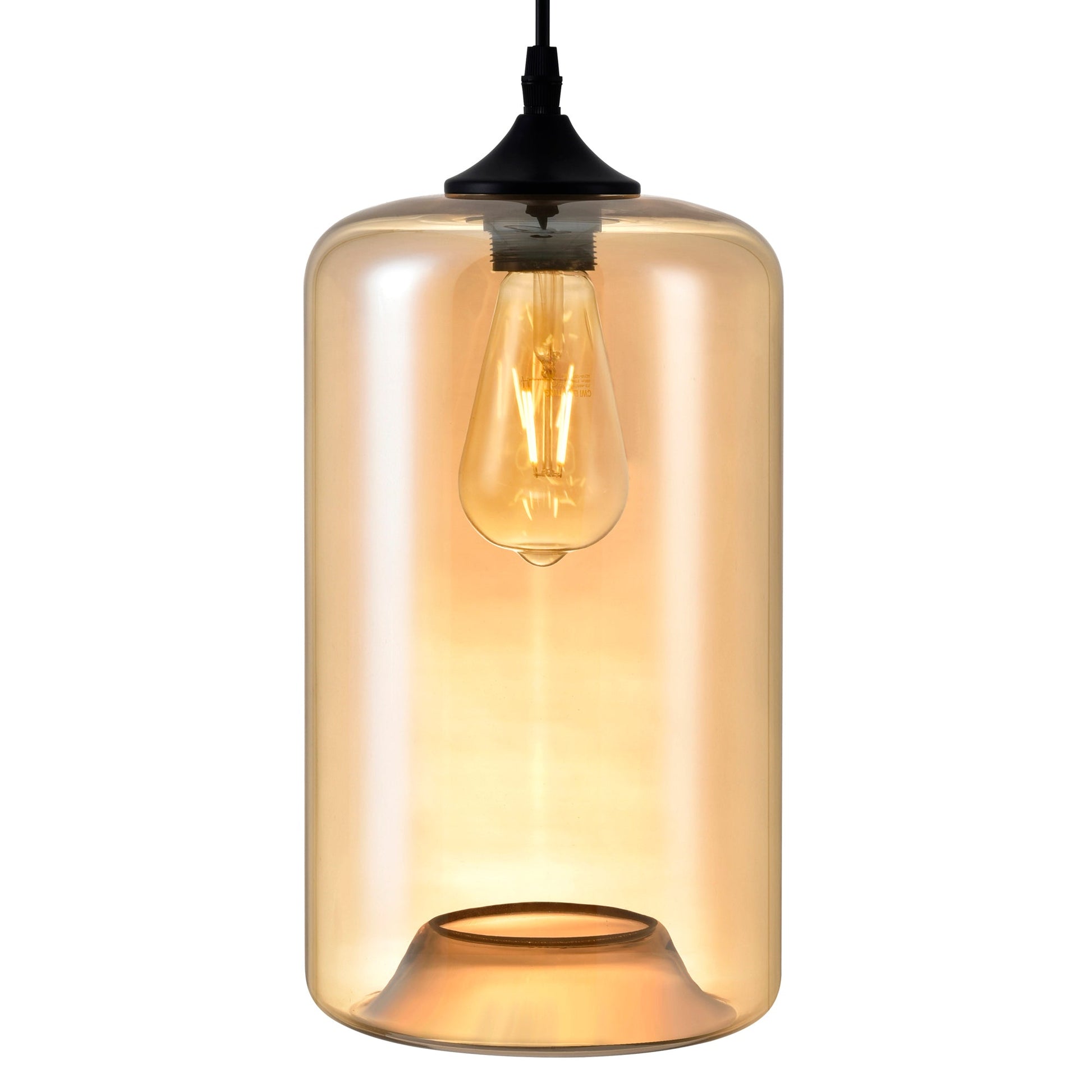 Glass 1 Light 7in Cognac Down Mini Pendant - CWI Lighting