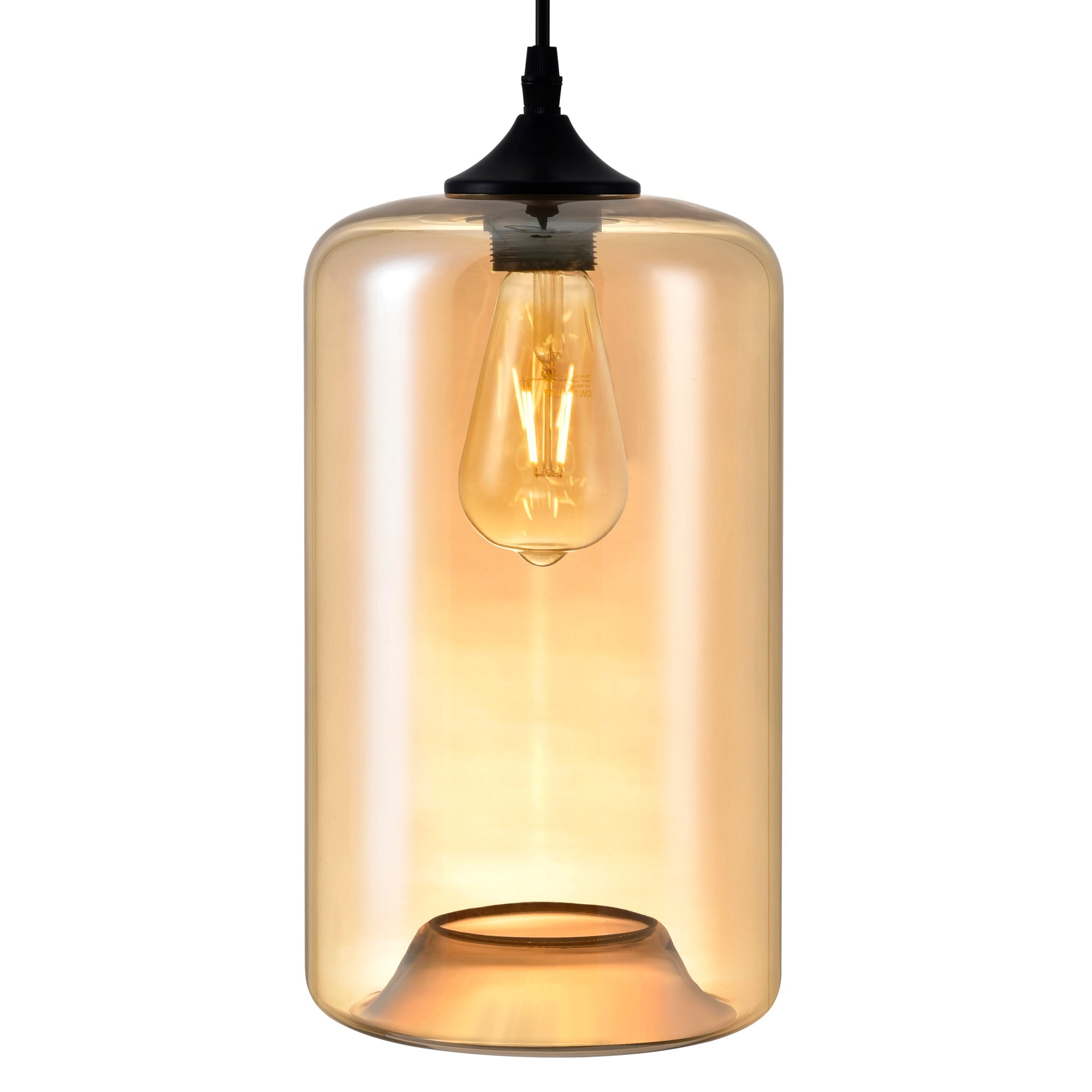 Glass 1 Light 7in Cognac Down Mini Pendant - CWI Lighting