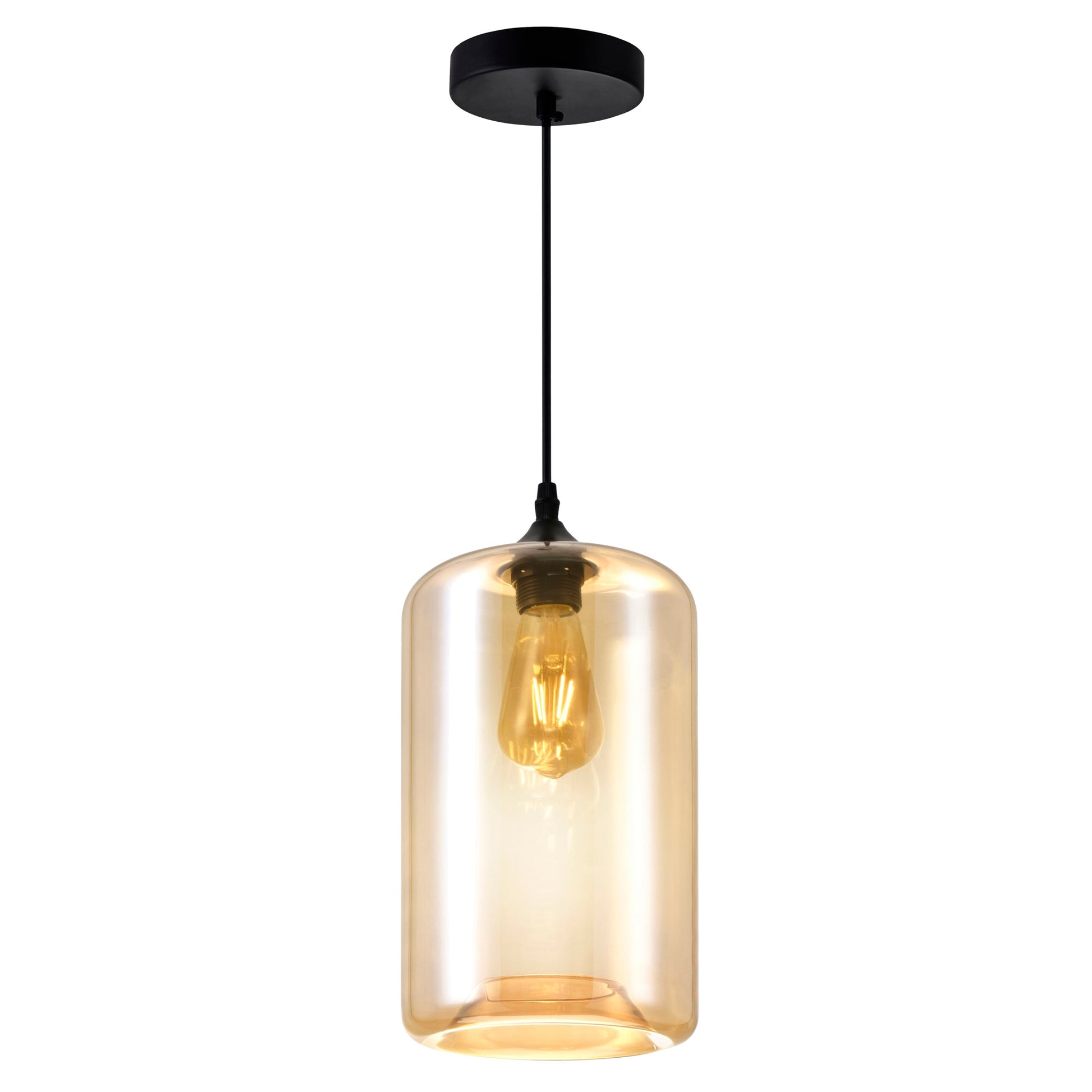 Glass 1 Light 7in Cognac Down Mini Pendant - CWI Lighting