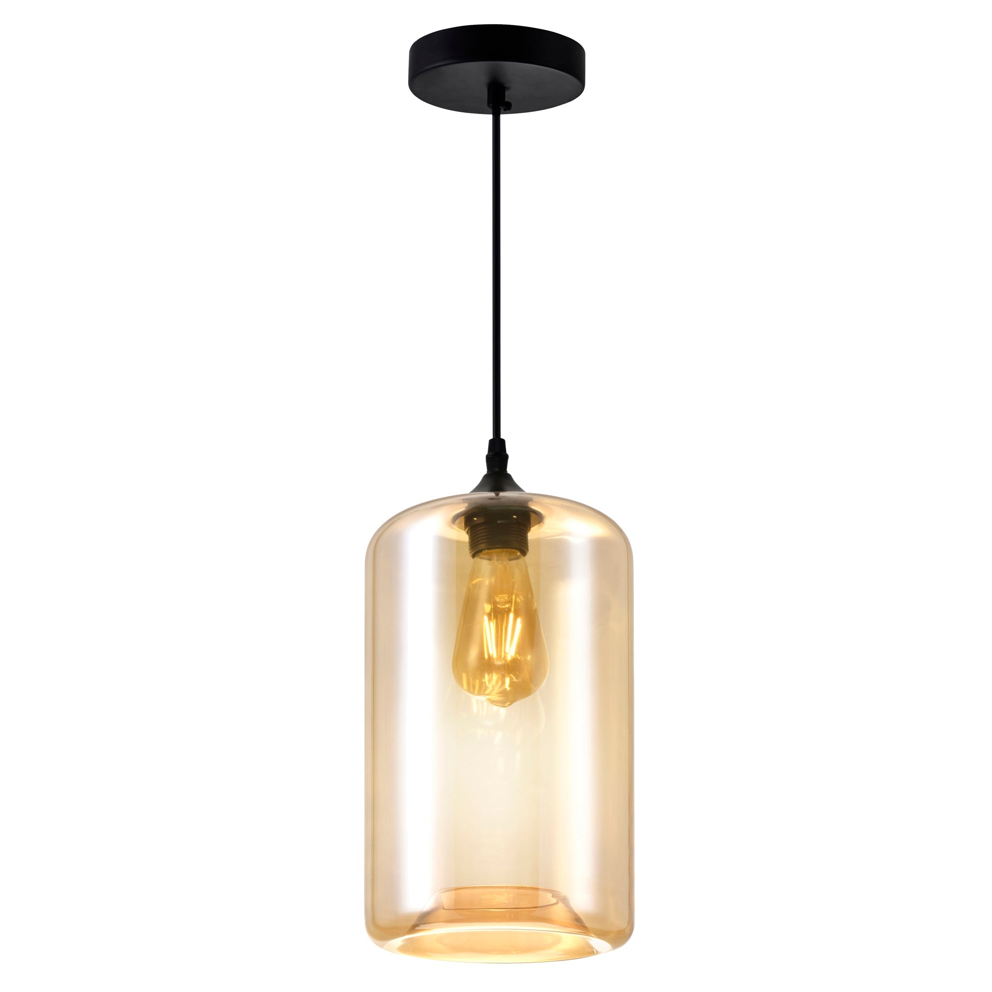 Glass 1 Light 7in Cognac Down Mini Pendant - CWI Lighting