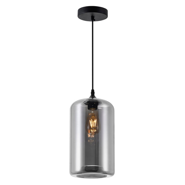 Glass 1 Light 7in Smoke Down Mini Pendant - CWI Lighting