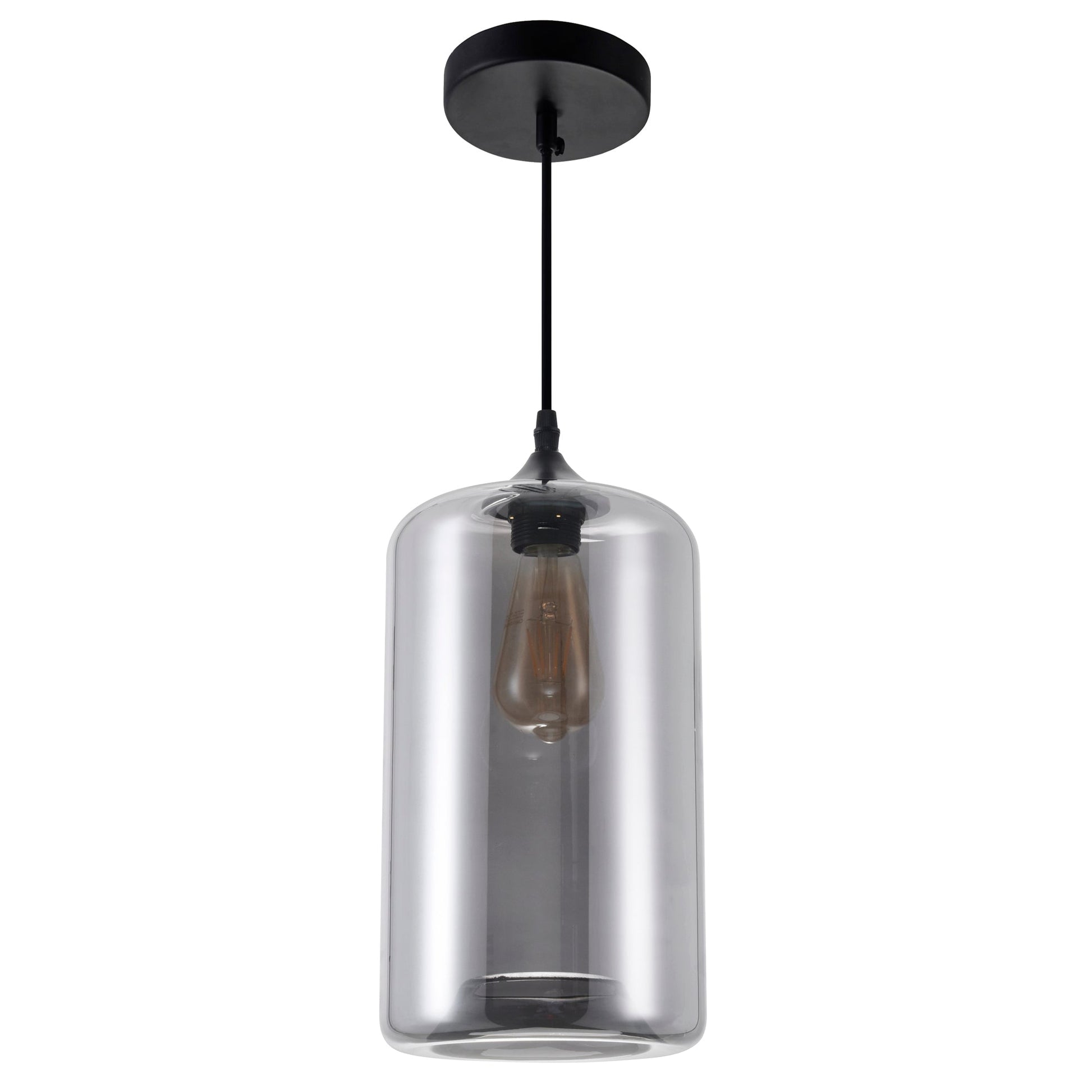 Glass 1 Light 7in Smoke Down Mini Pendant - CWI Lighting