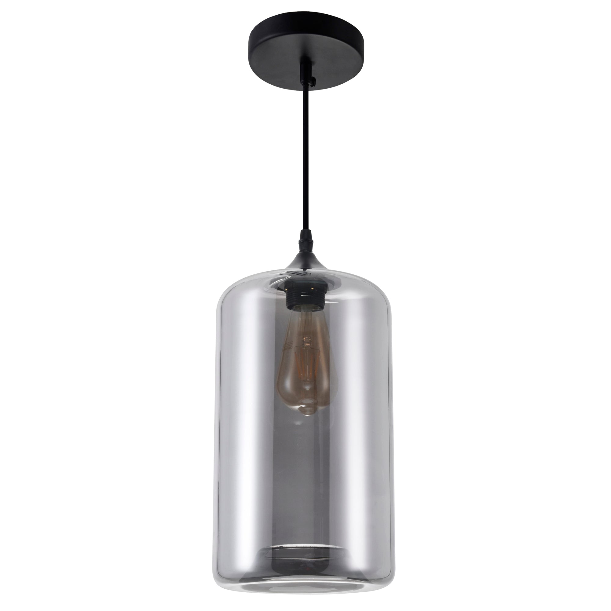 Glass 1 Light 7in Smoke Down Mini Pendant - CWI Lighting