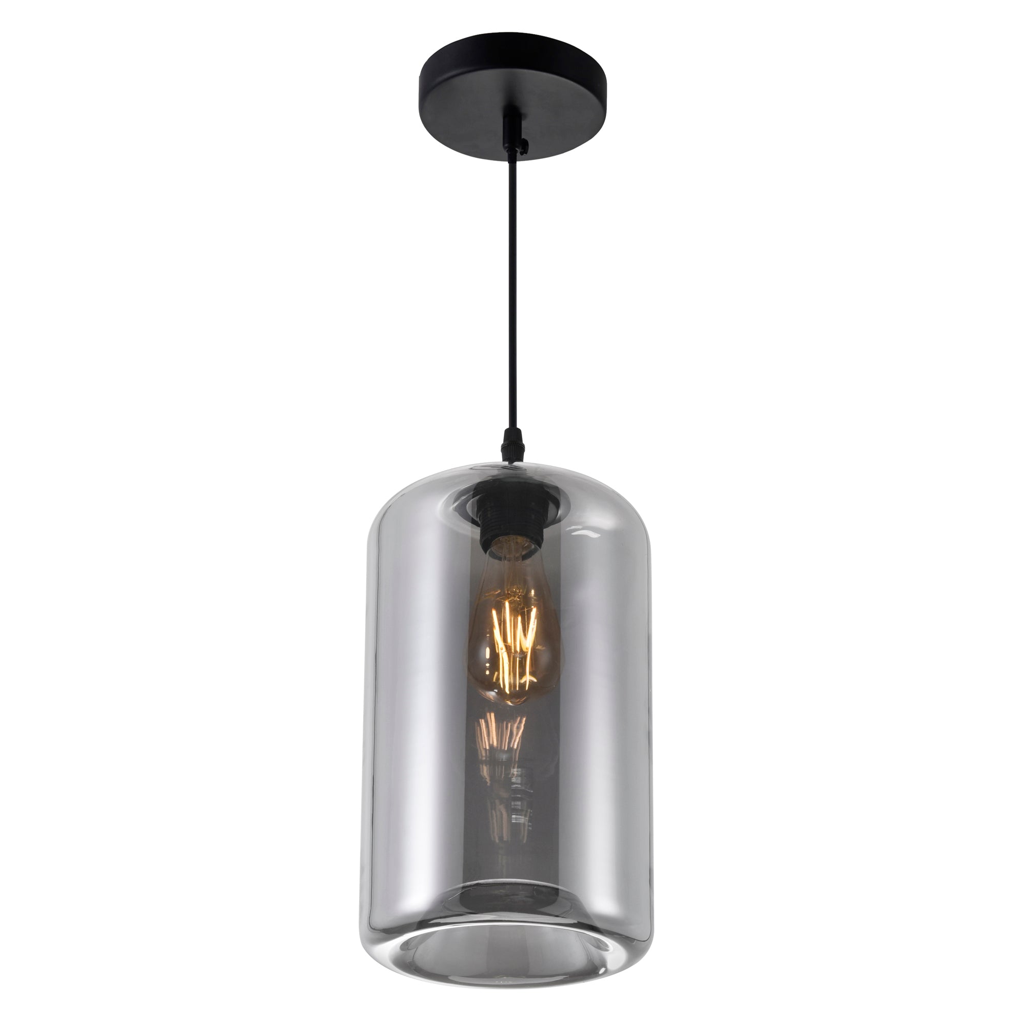 Glass 1 Light 7in Smoke Down Mini Pendant - CWI Lighting
