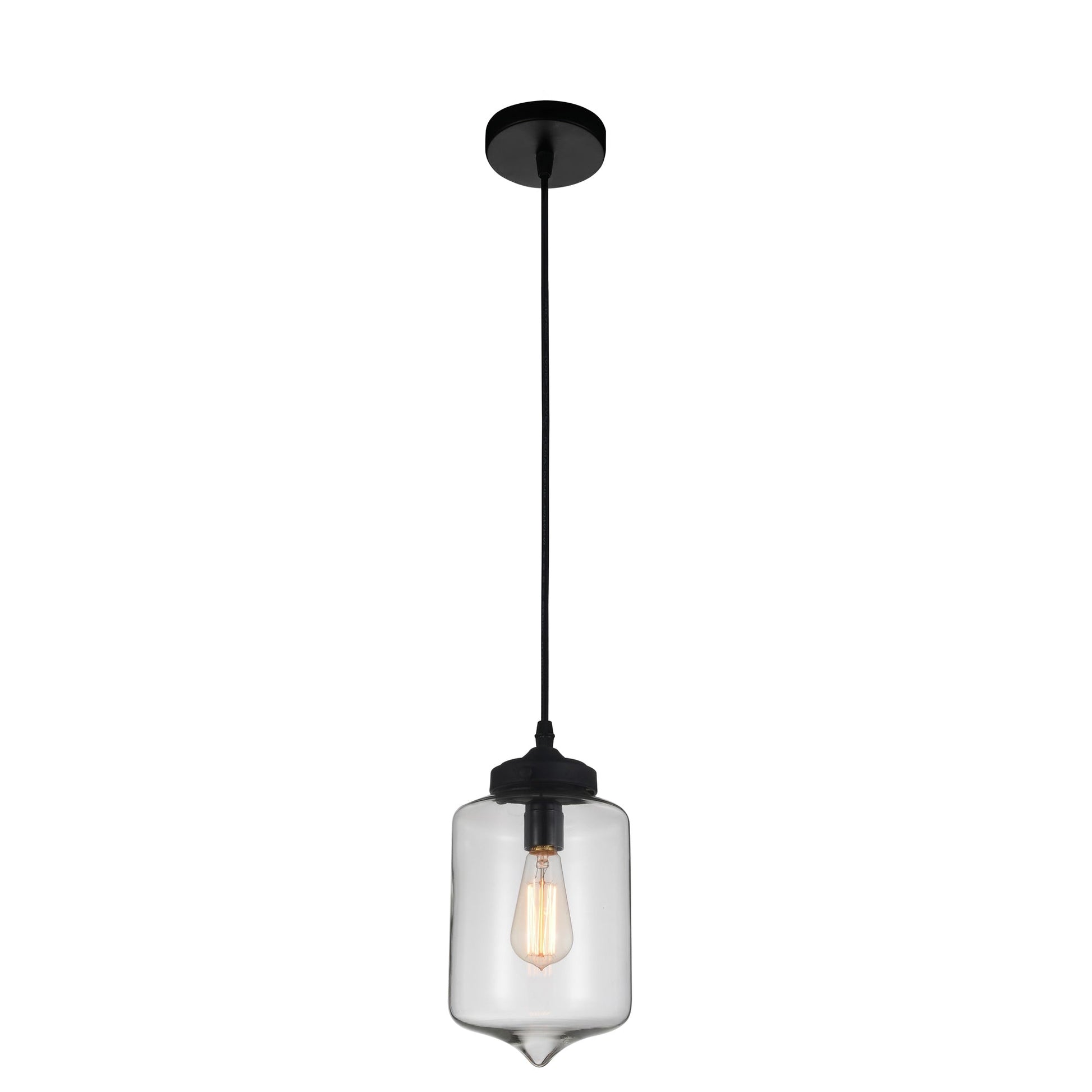 Glass 1 Light Down Mini Pendant With Clear Finish - CWI Lighting
