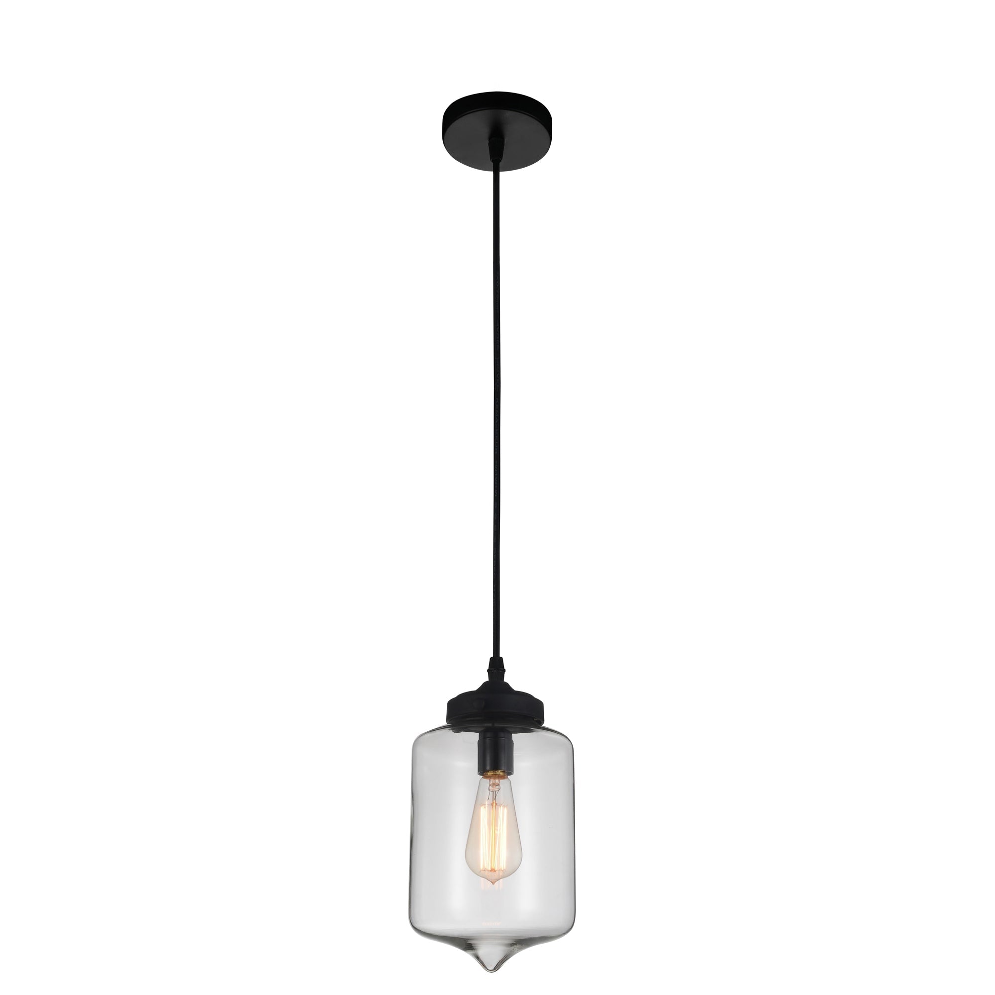 Glass 1 Light Down Mini Pendant With Clear Finish - CWI Lighting