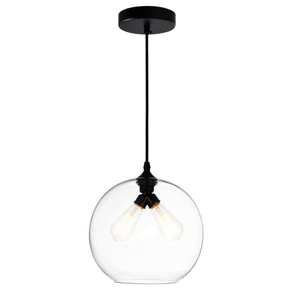 Glass 2 Light 12in Clear Down Mini Pendant - CWI Lighting