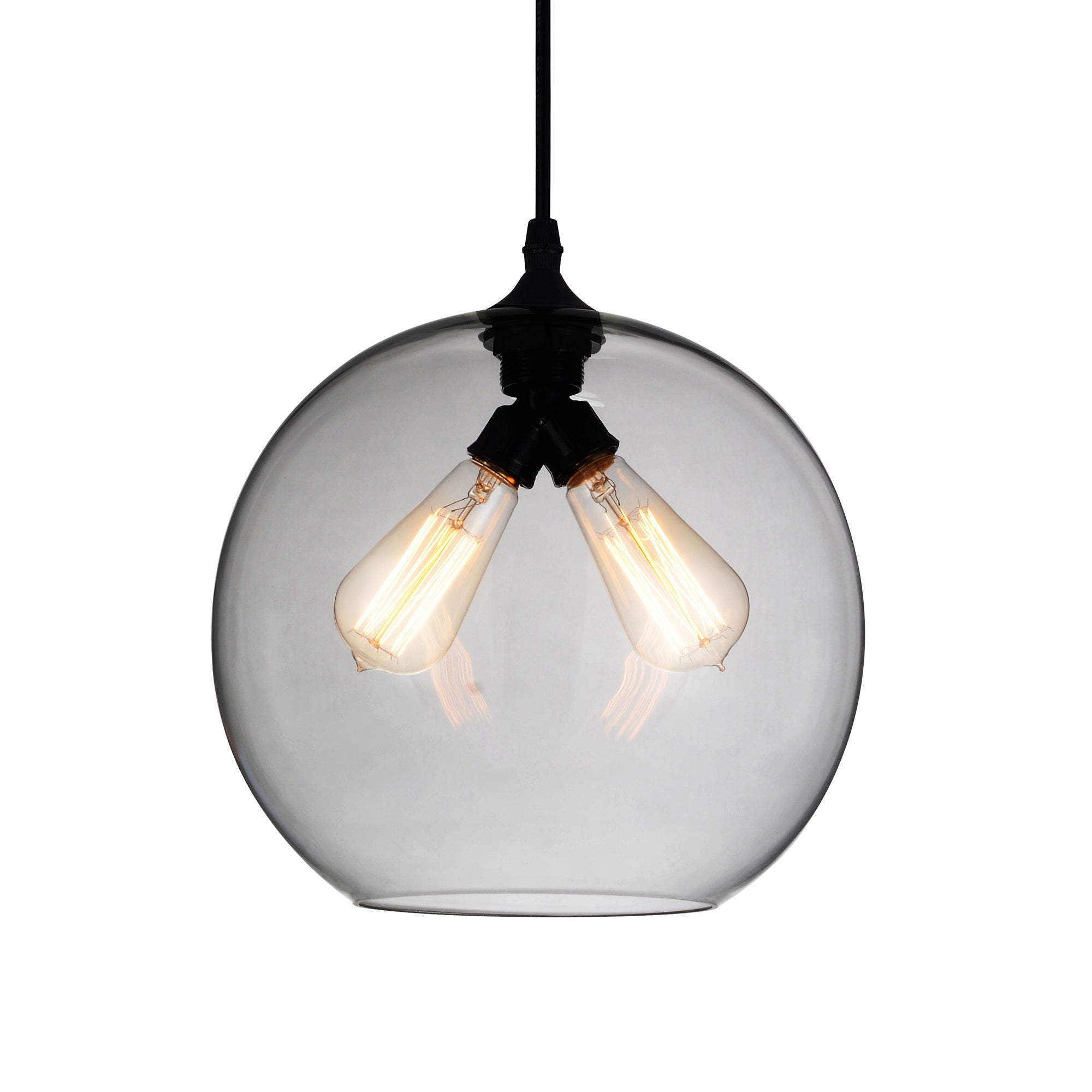 Glass 2 Light 12in Smoke Down Mini Pendant - CWI Lighting