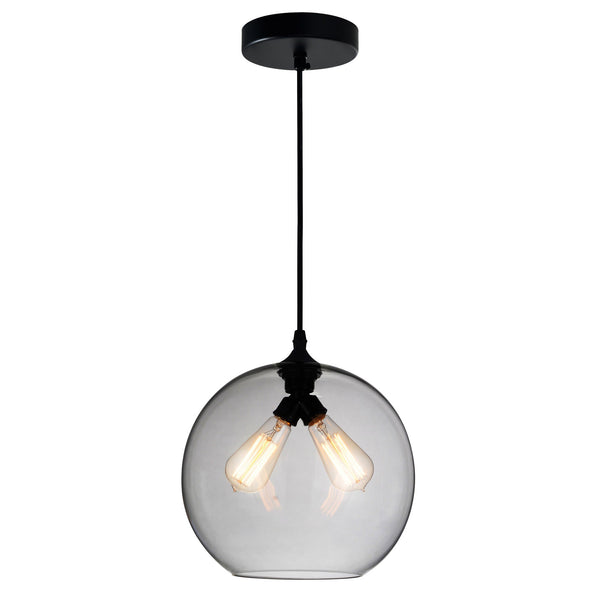 Glass 2 Light 12in Smoke Down Mini Pendant - CWI Lighting