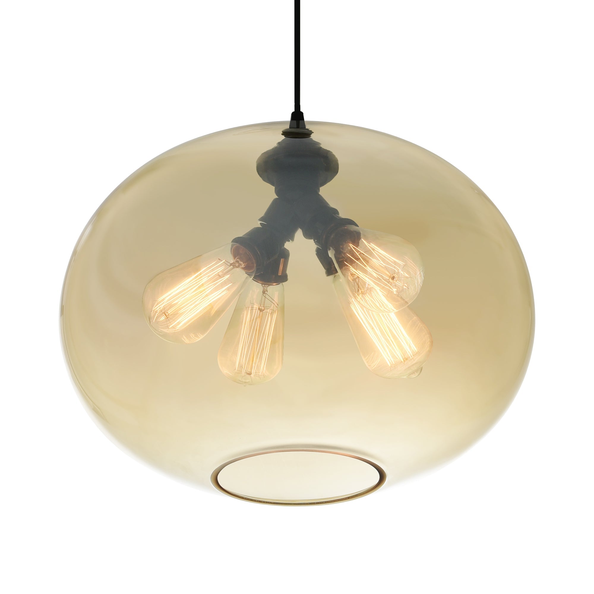 Glass 4 Light 16in Amber Down Pendant - CWI Lighting