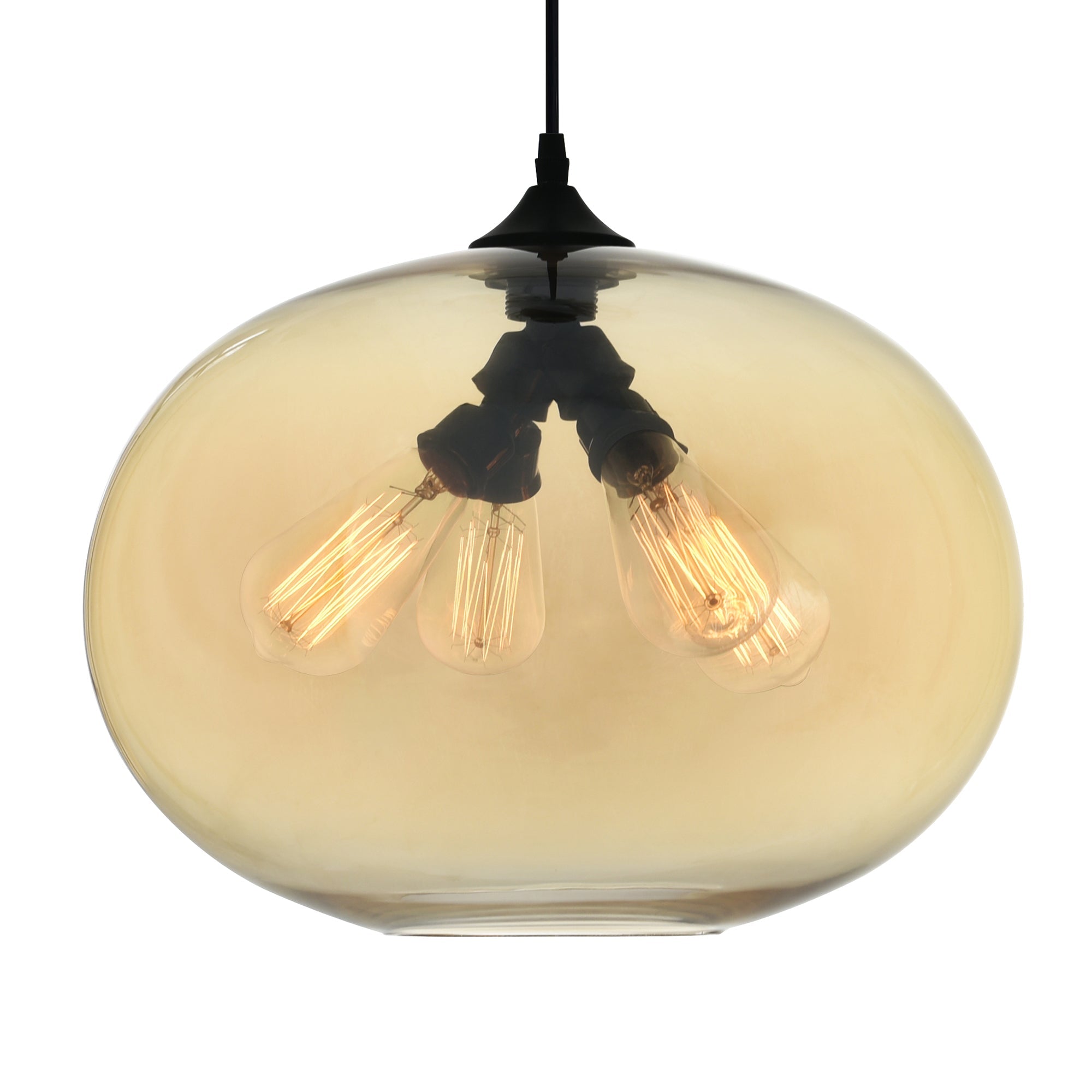 Glass 4 Light 16in Amber Down Pendant - CWI Lighting