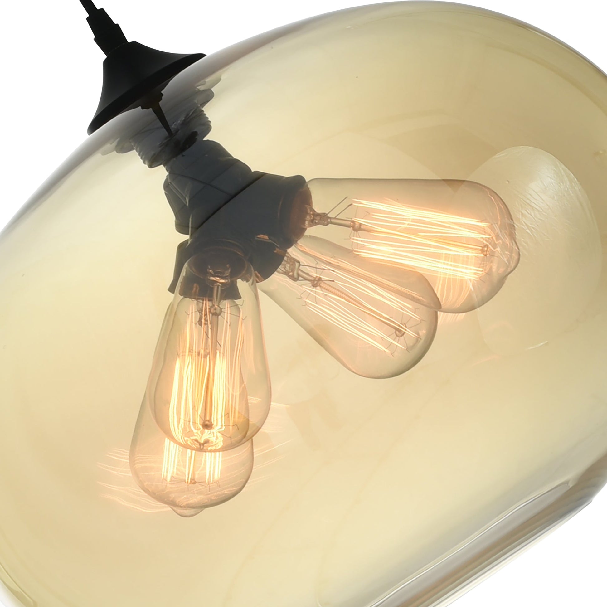 Glass 4 Light 16in Amber Down Pendant - CWI Lighting