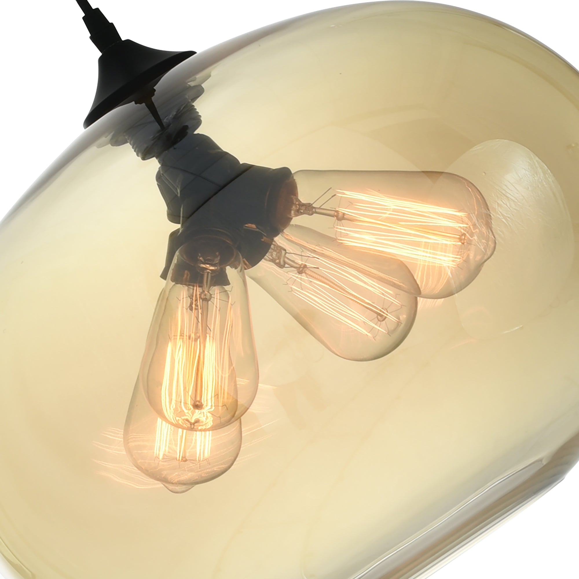 Glass 4 Light 16in Amber Down Pendant - CWI Lighting