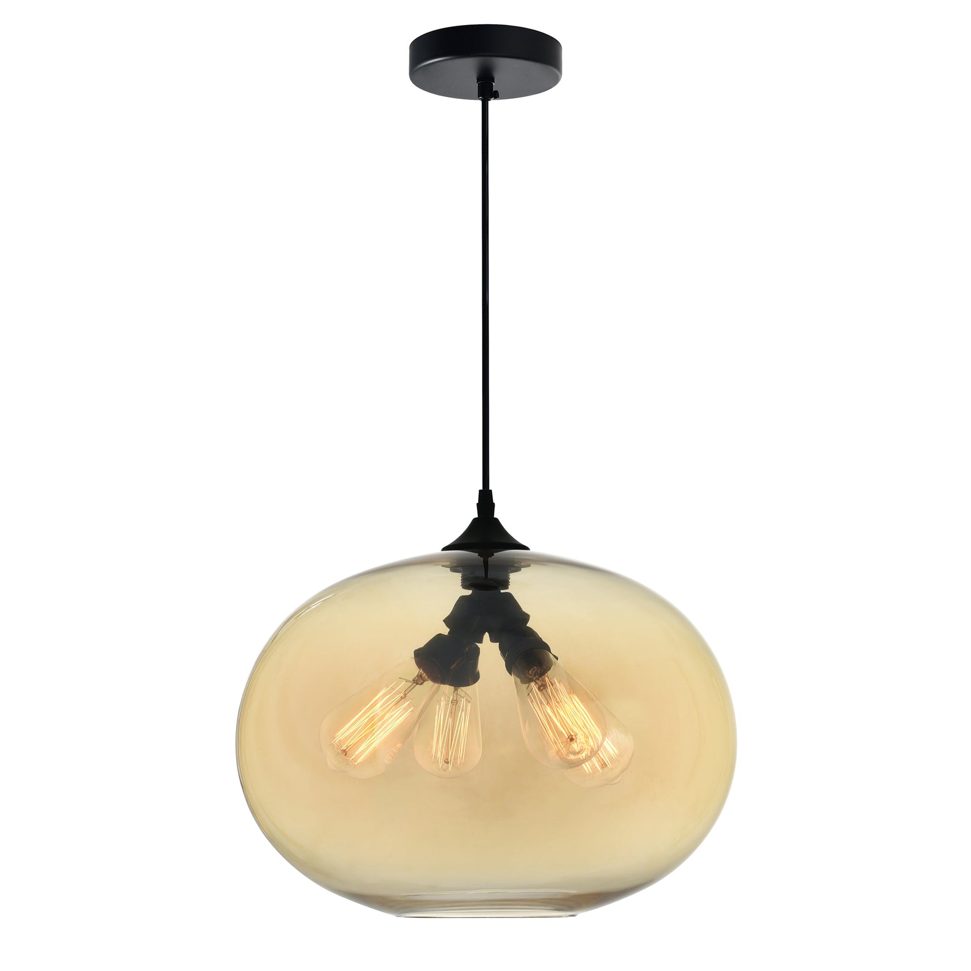 Glass 4 Light 16in Amber Down Pendant - CWI Lighting