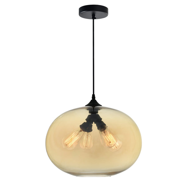 Glass 4 Light 16in Amber Down Pendant - CWI Lighting