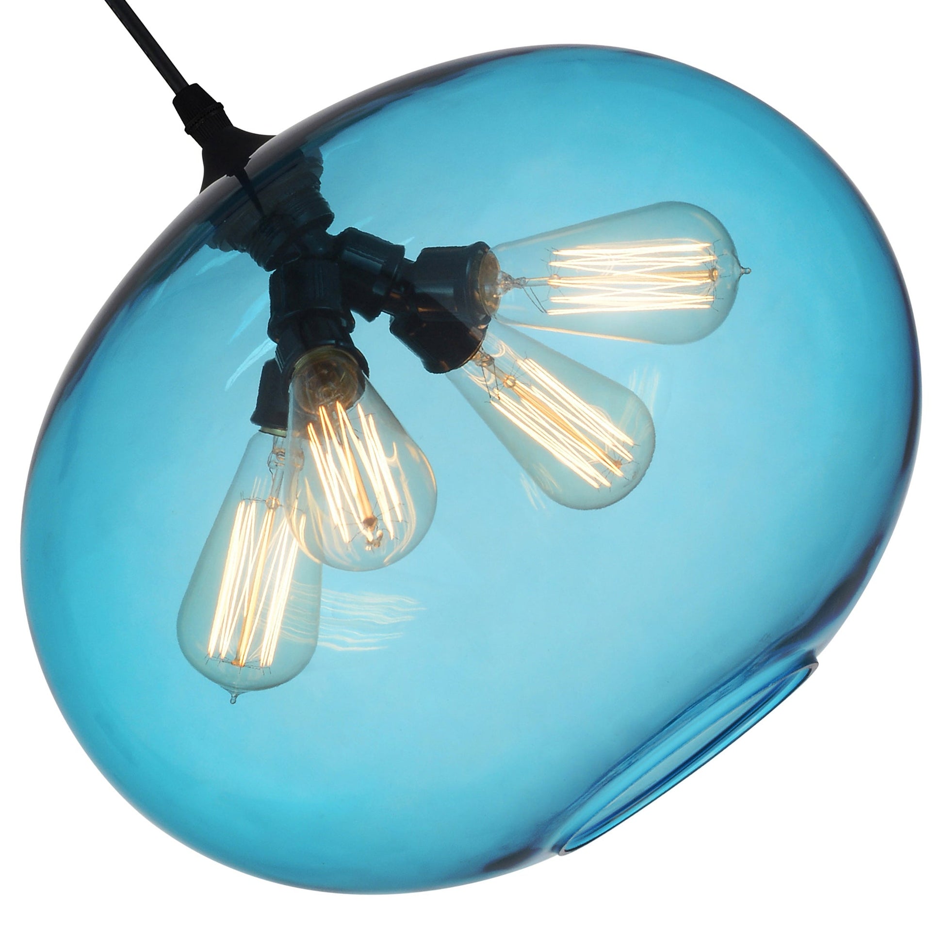 Glass 4 Light 16in Blue Down Pendant - CWI Lighting