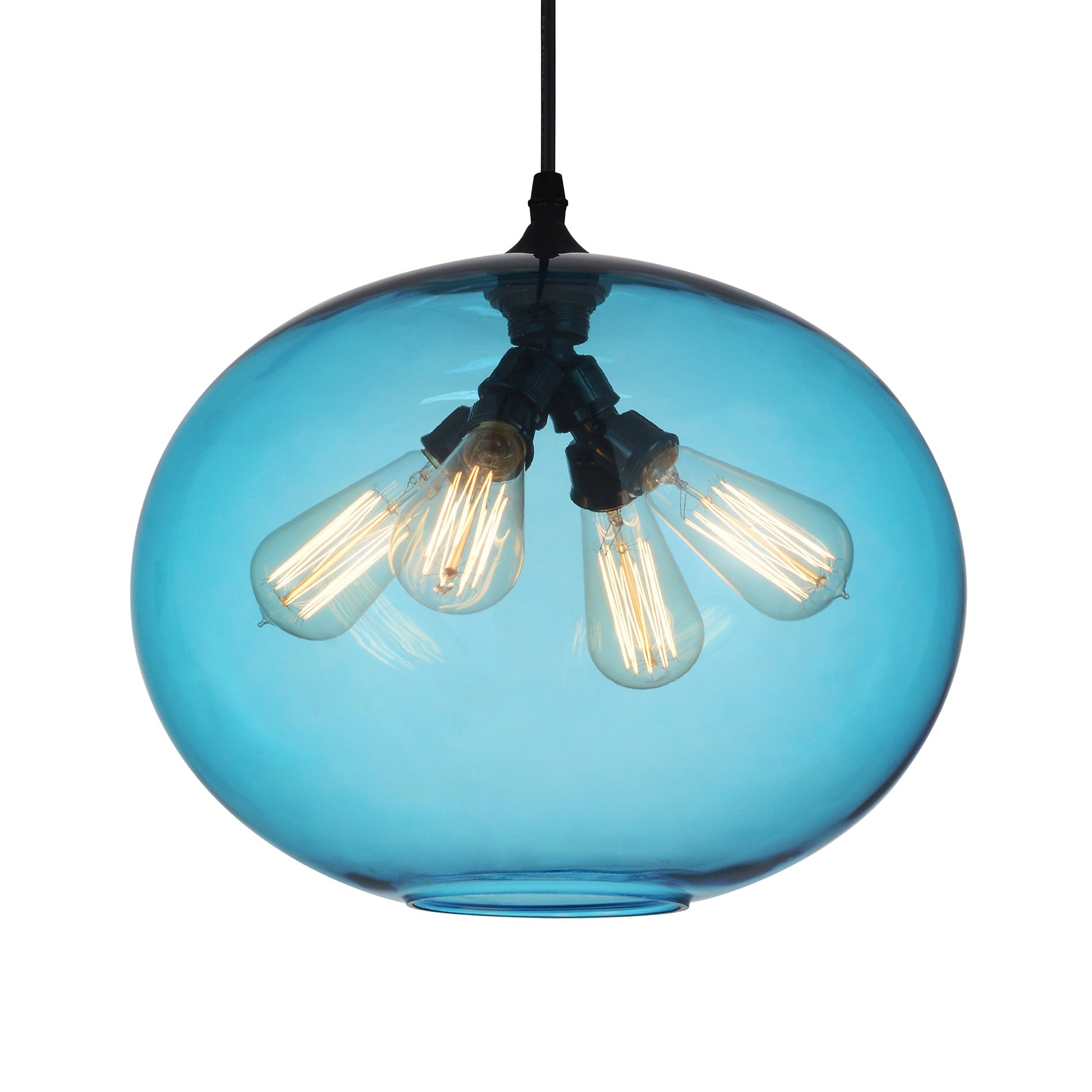 Glass 4 Light 16in Blue Down Pendant - CWI Lighting