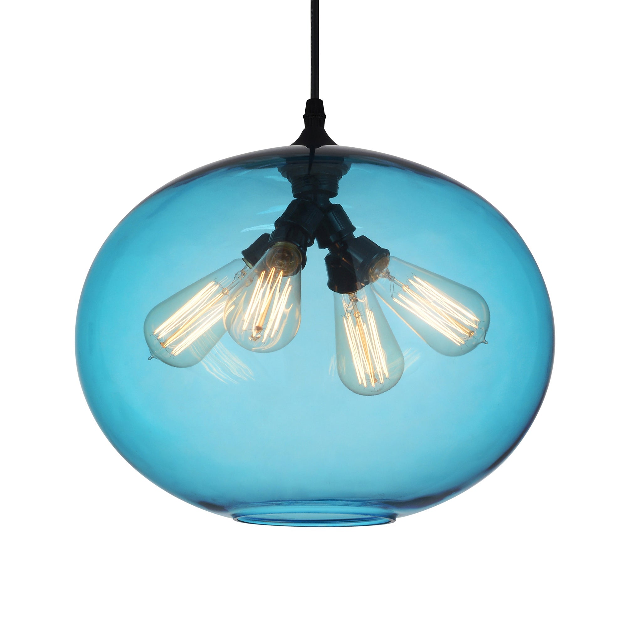 Glass 4 Light 16in Blue Down Pendant - CWI Lighting