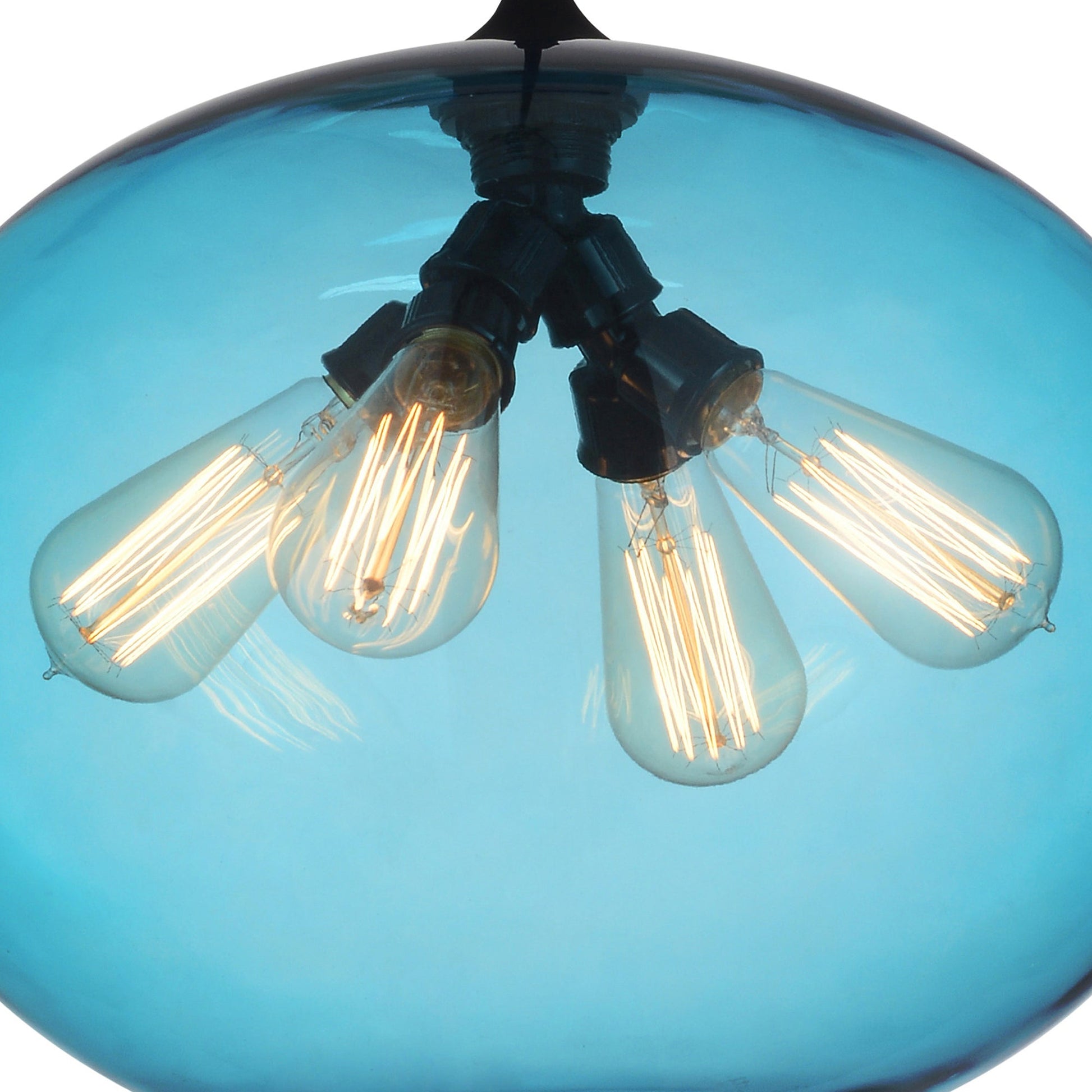 Glass 4 Light 16in Blue Down Pendant - CWI Lighting