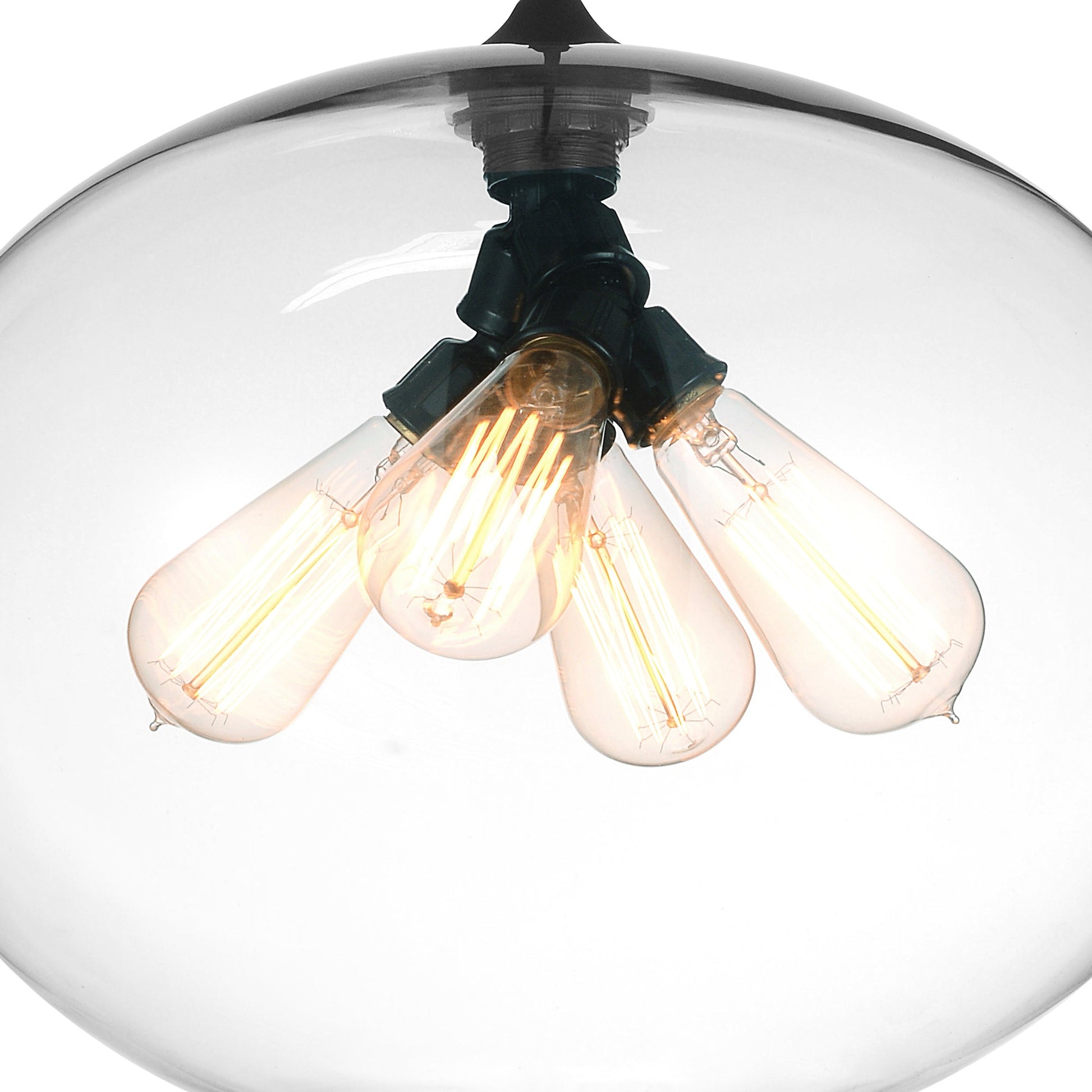 Glass 4 Light 16in Clear Down Pendant - CWI Lighting