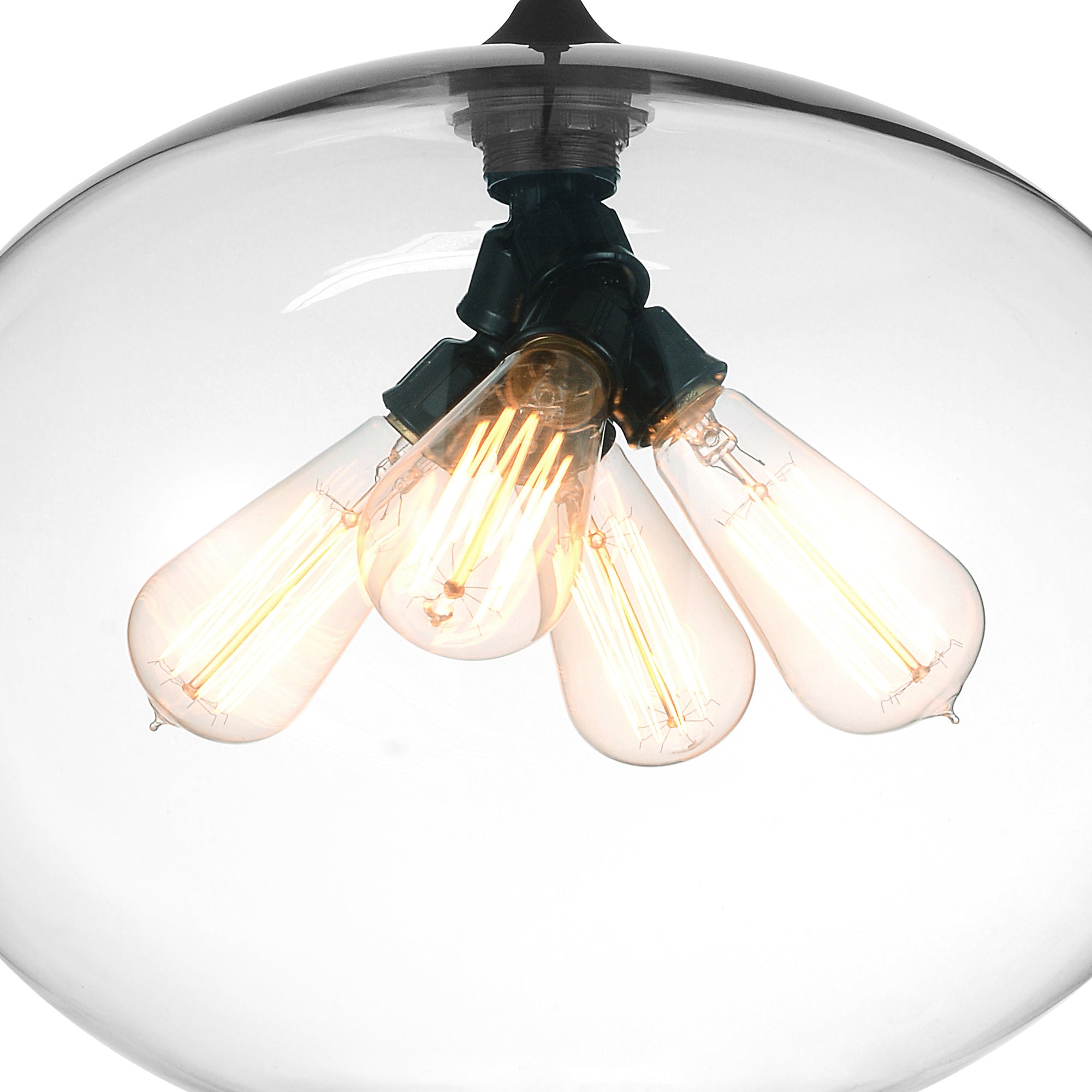 Glass 4 Light 16in Clear Down Pendant - CWI Lighting