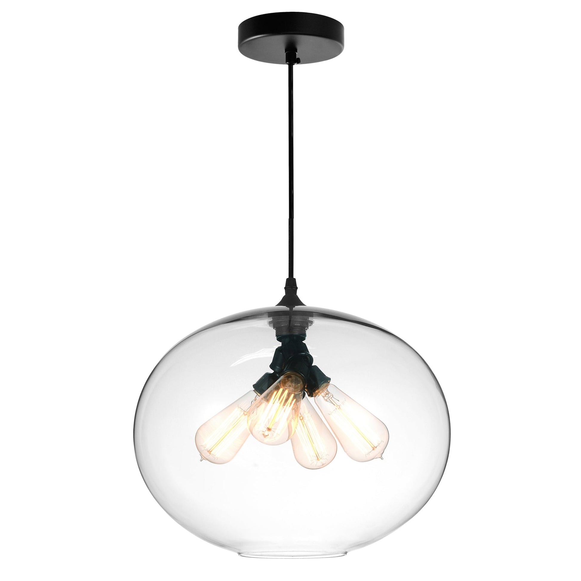 Glass 4 Light 16in Clear Down Pendant - CWI Lighting