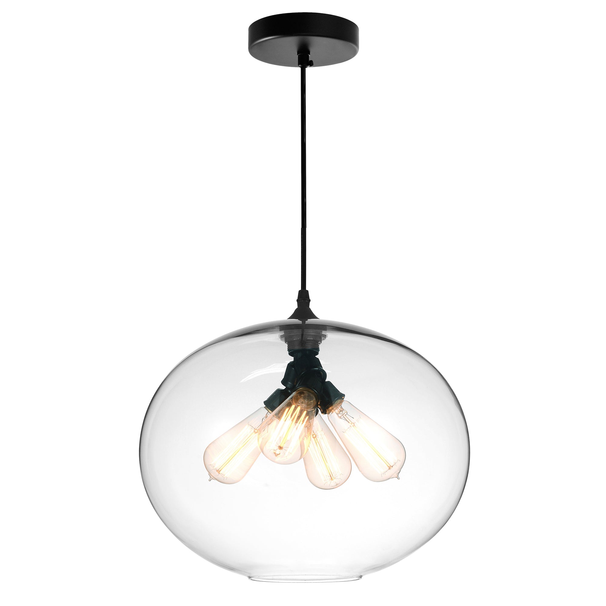 Glass 4 Light 16in Clear Down Pendant - CWI Lighting