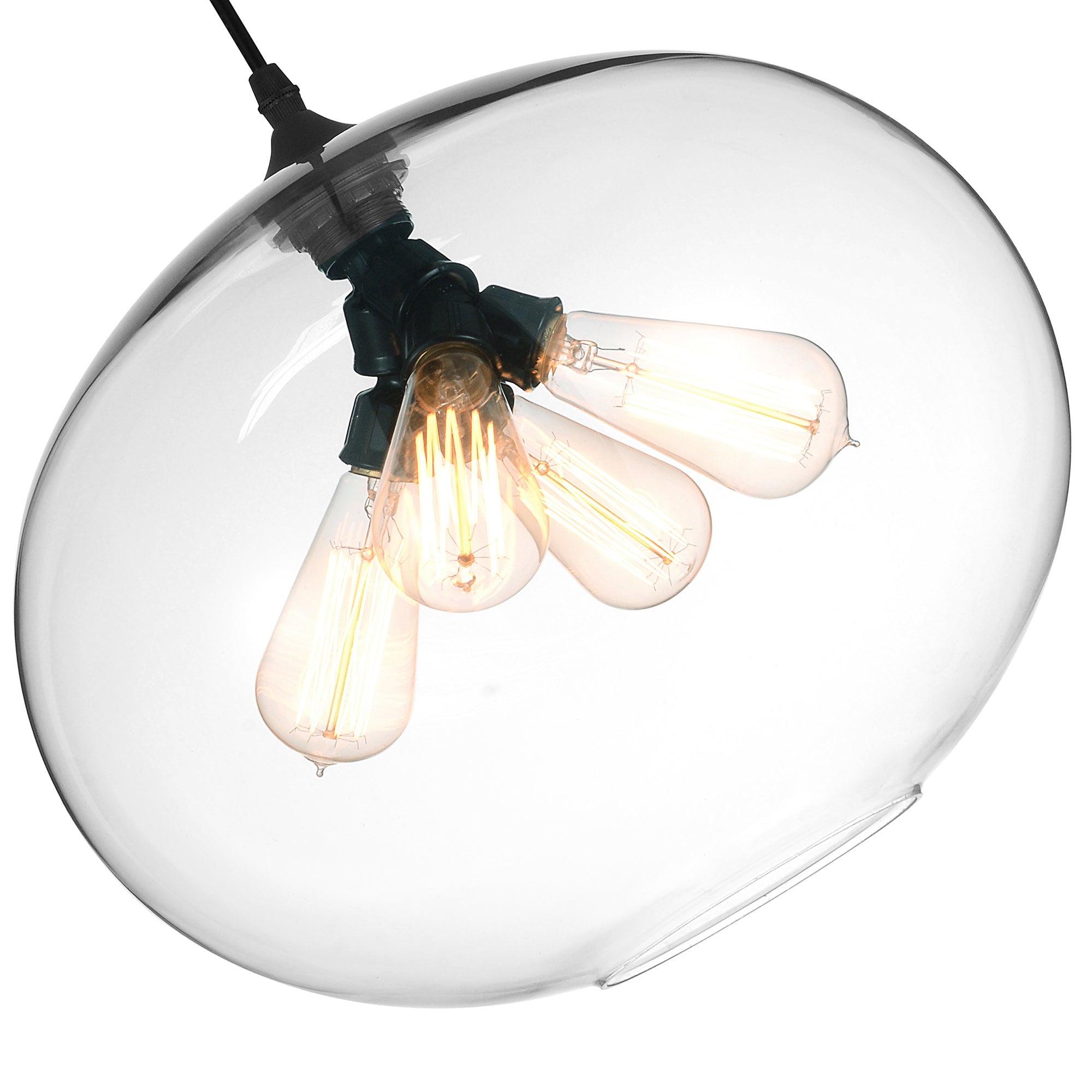 Glass 4 Light 16in Clear Down Pendant - CWI Lighting
