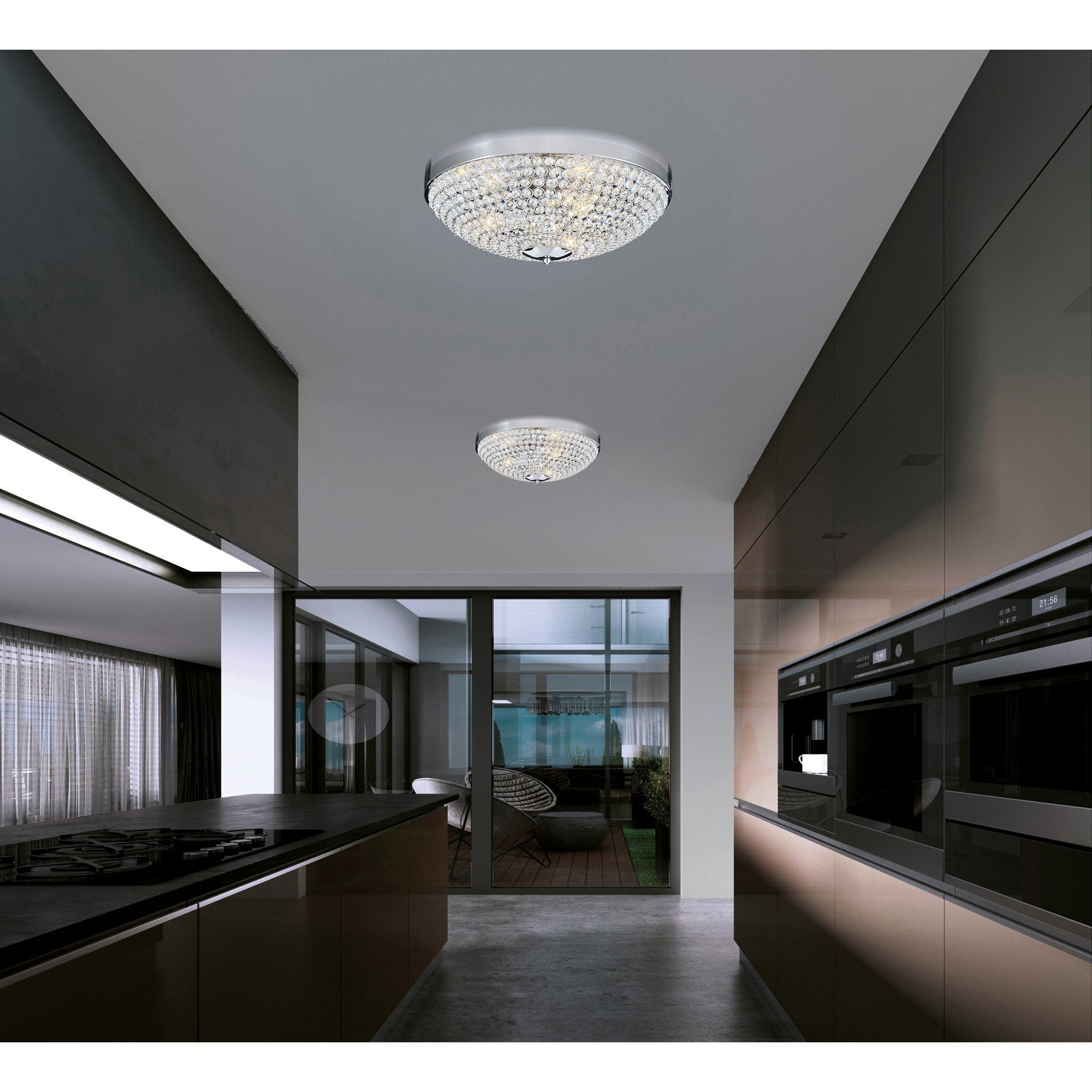 Globe 6 Light 20in Chrome Bowl Flush Mount - CWI Lighting