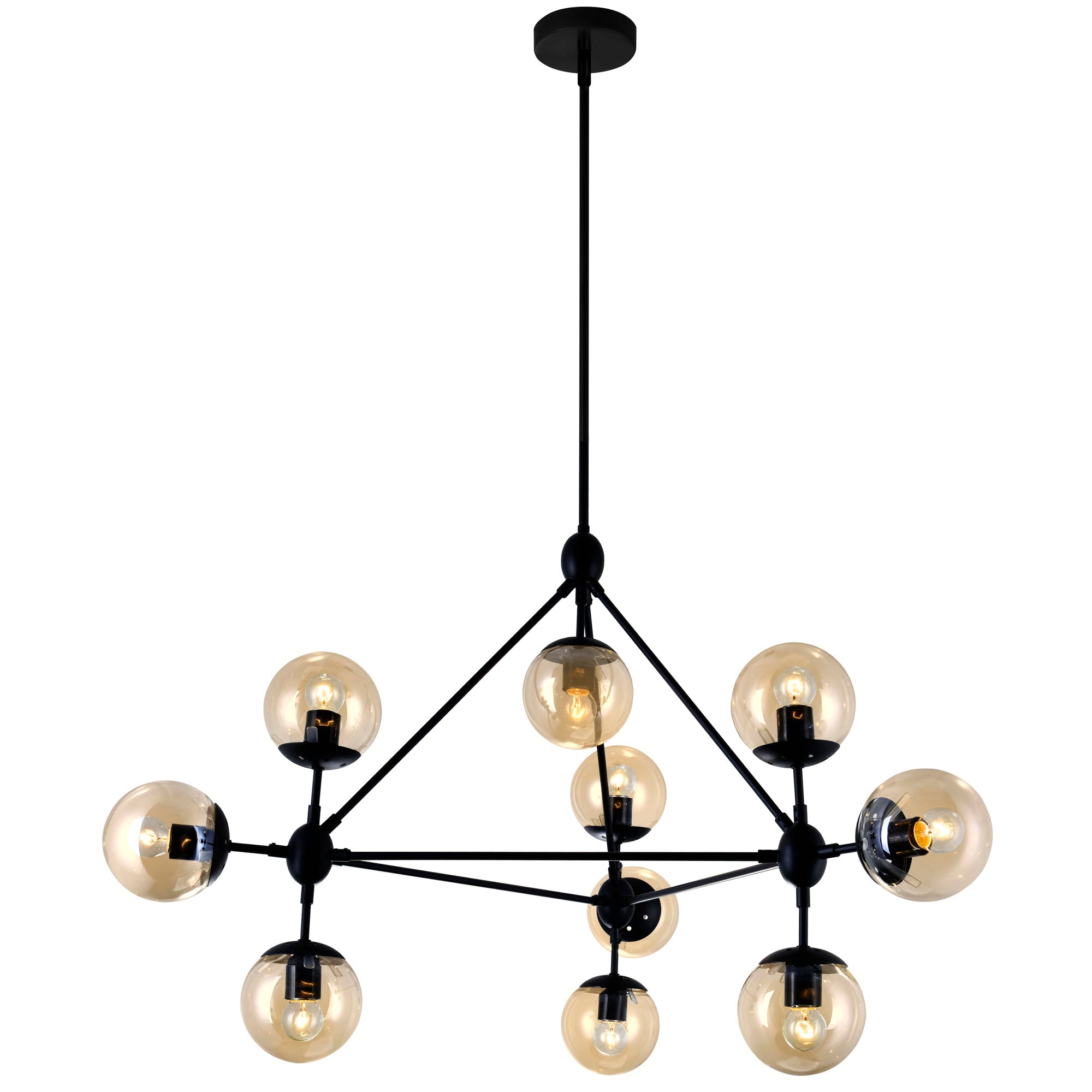 Glow 10 Light 39in Black Chandelier - CWI Lighting