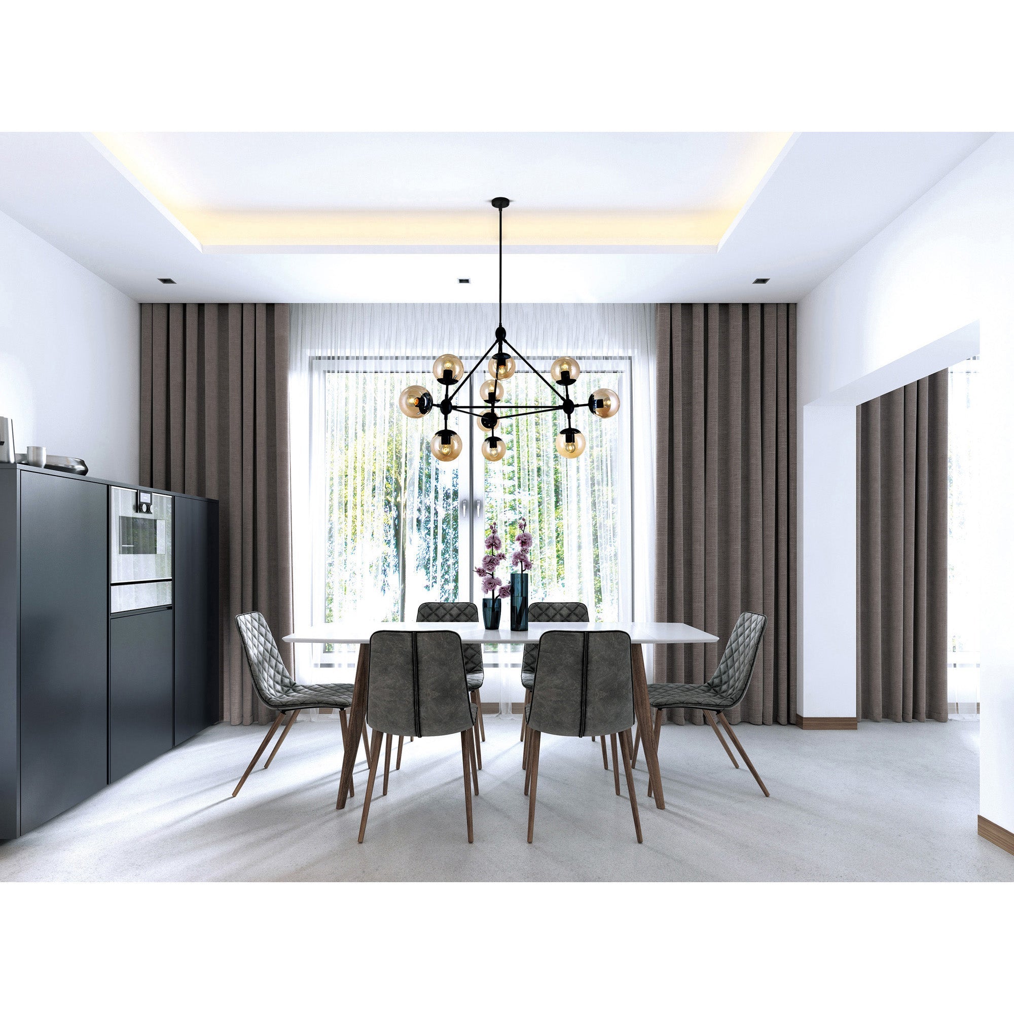 Glow 10 Light 39in Black Chandelier - CWI Lighting