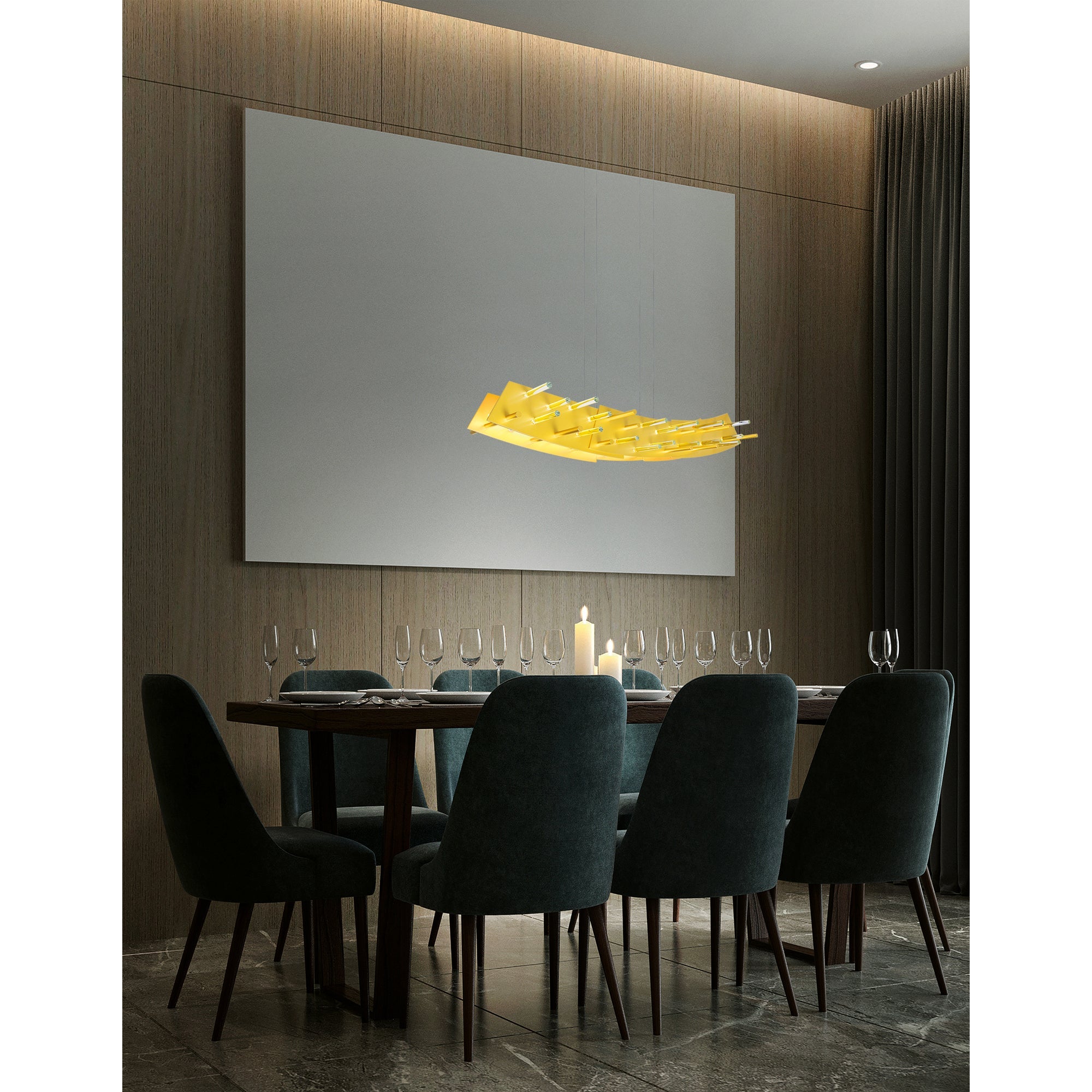 Gondola LED Chandelier With Satin Gold Finish - CWI Lighting